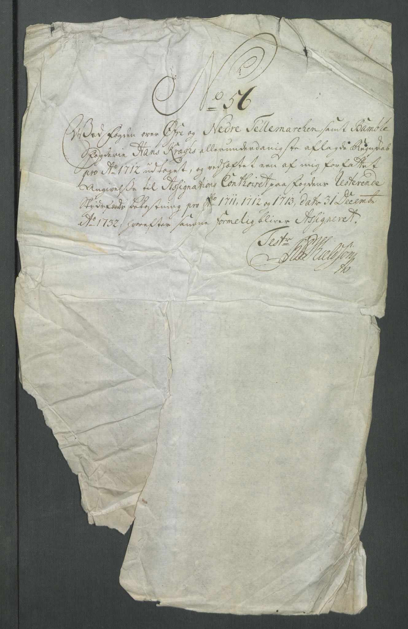 Rentekammeret inntil 1814, Reviderte regnskaper, Fogderegnskap, AV/RA-EA-4092/R36/L2123: Fogderegnskap Øvre og Nedre Telemark og Bamble, 1712, p. 395