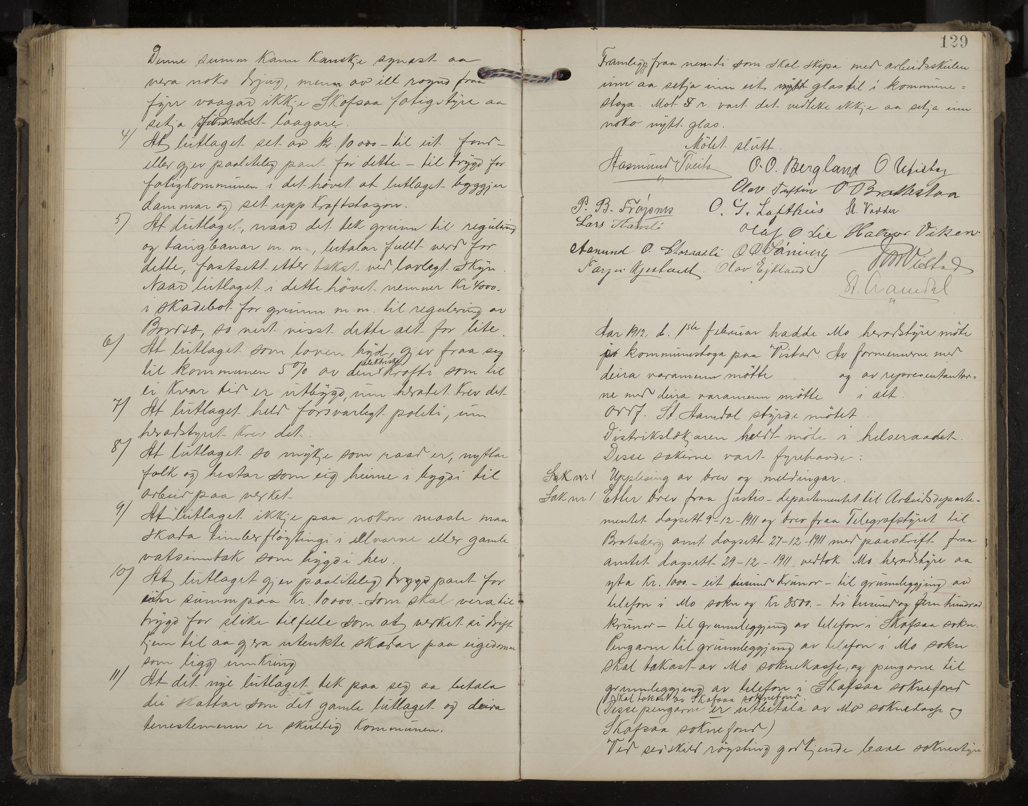 Mo formannskap og sentraladministrasjon, IKAK/0832021/A/L0004: Møtebok, 1903-1915, p. 129