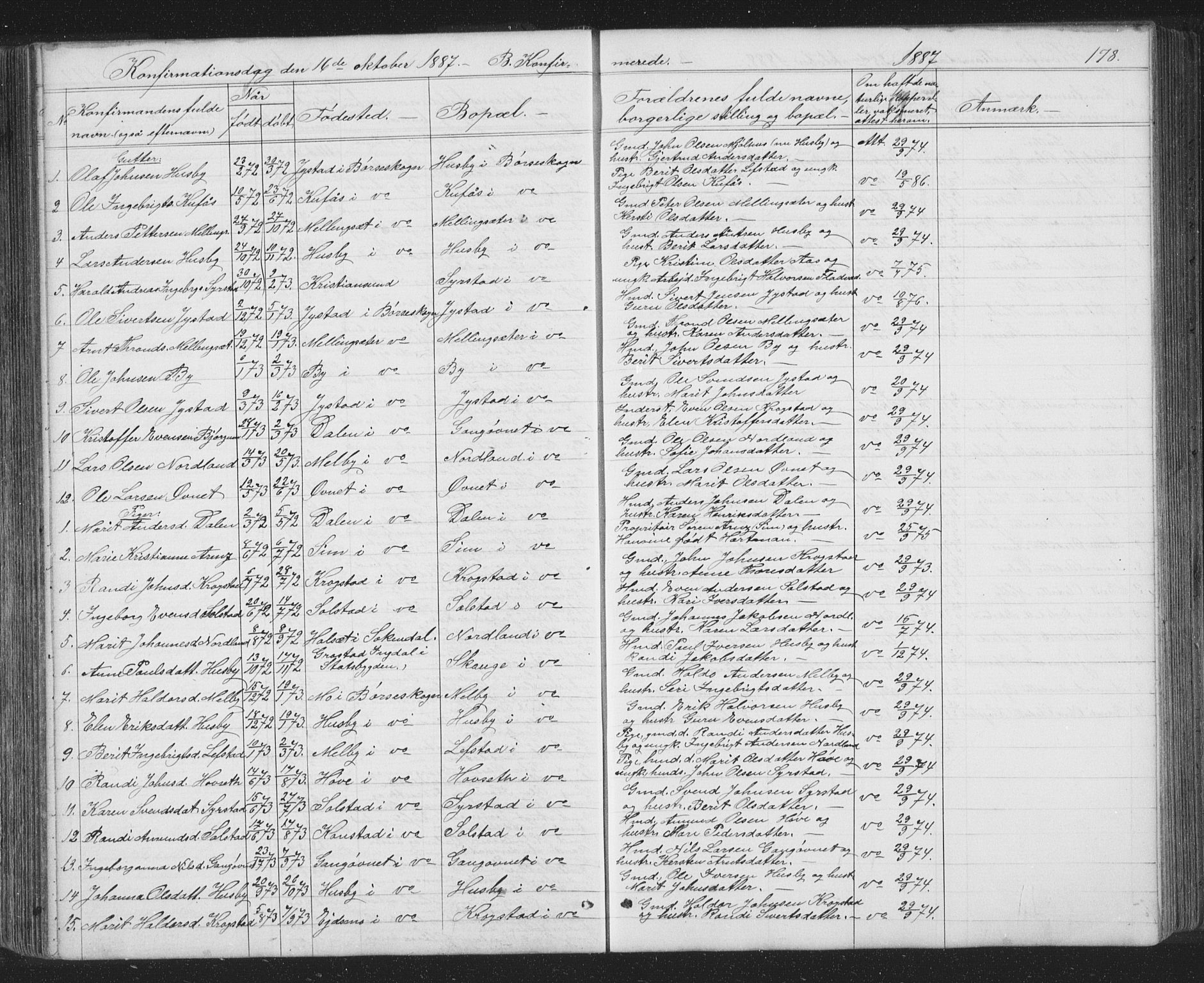 Ministerialprotokoller, klokkerbøker og fødselsregistre - Sør-Trøndelag, SAT/A-1456/667/L0798: Parish register (copy) no. 667C03, 1867-1929, p. 178