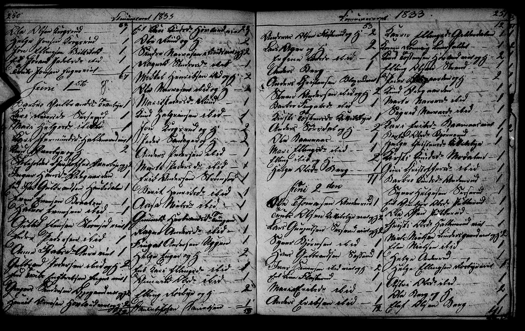 Lunder kirkebøker, AV/SAKO-A-629/G/Ga/L0001: Parish register (copy) no. I 1, 1832-1849, p. 250-251