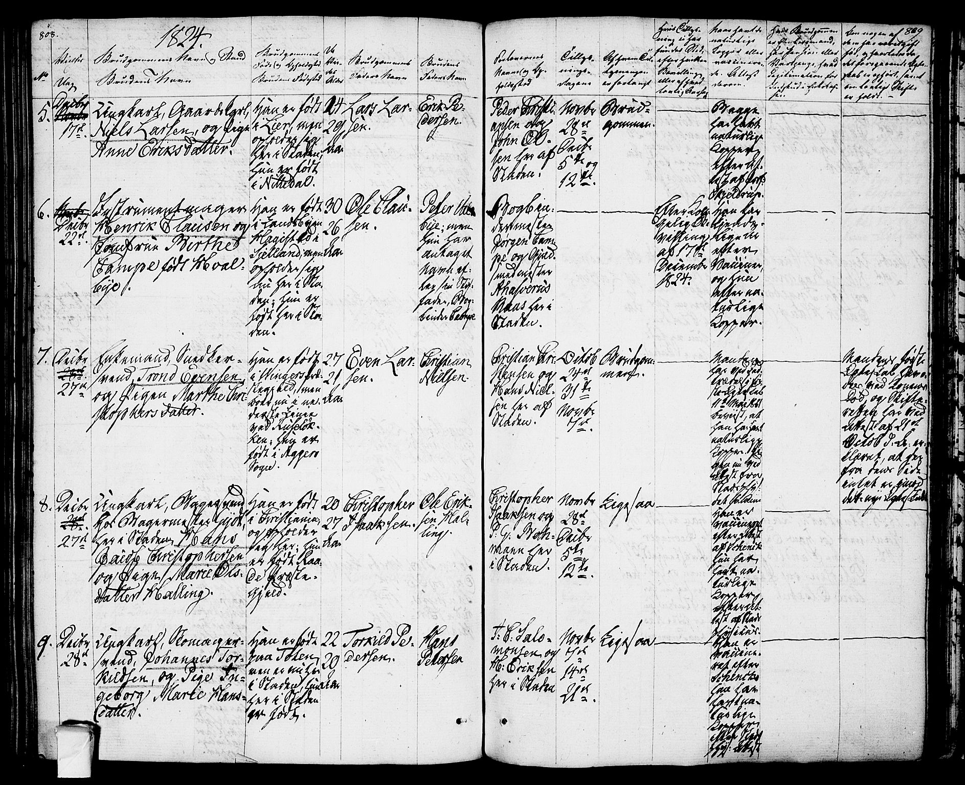 Oslo domkirke Kirkebøker, SAO/A-10752/F/Fa/L0010: Parish register (official) no. 10, 1824-1830, p. 808-809