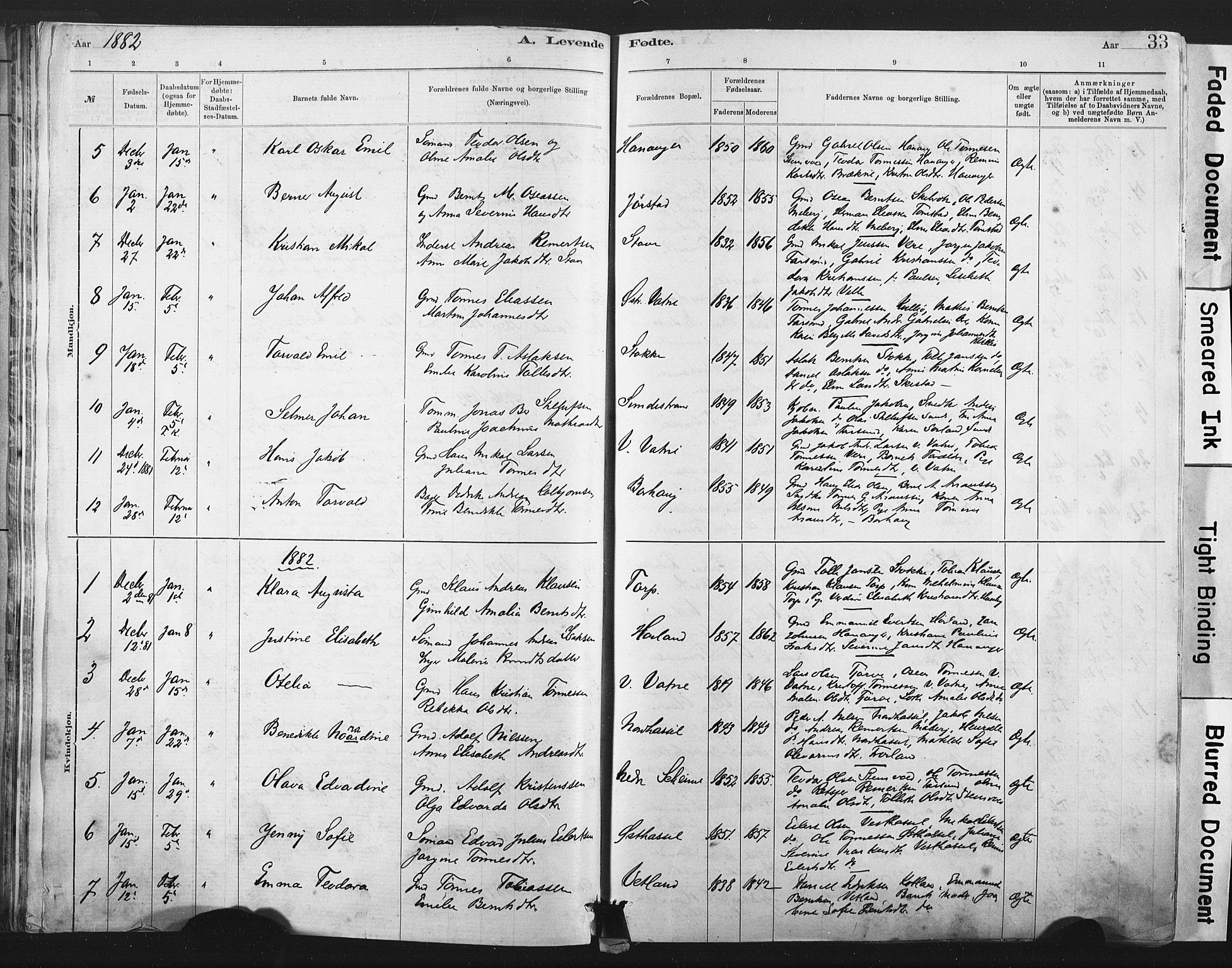 Lista sokneprestkontor, AV/SAK-1111-0027/F/Fa/L0012: Parish register (official) no. A 12, 1879-1903, p. 33