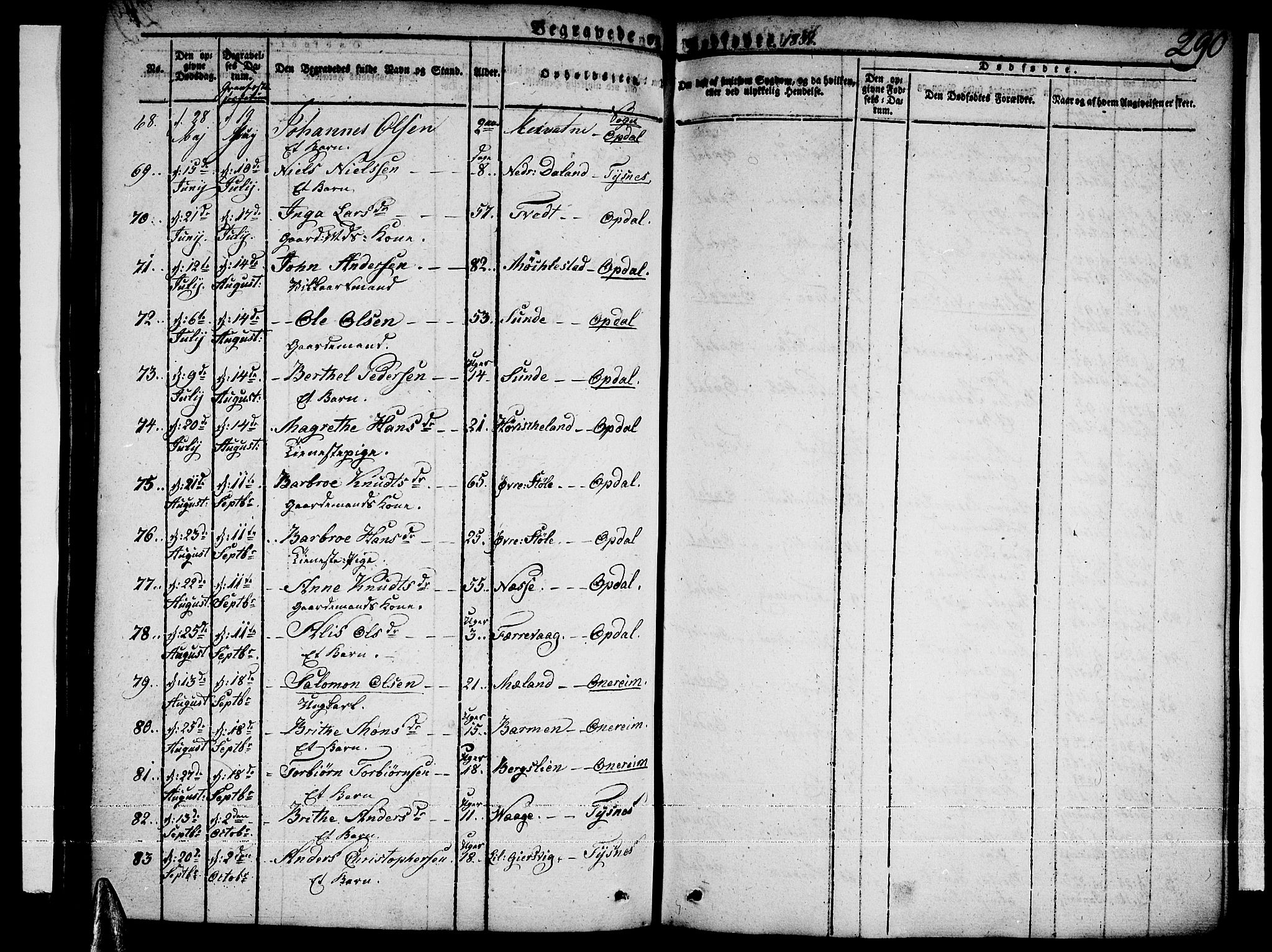 Tysnes sokneprestembete, AV/SAB-A-78601/H/Haa: Parish register (official) no. A 8, 1826-1837, p. 290