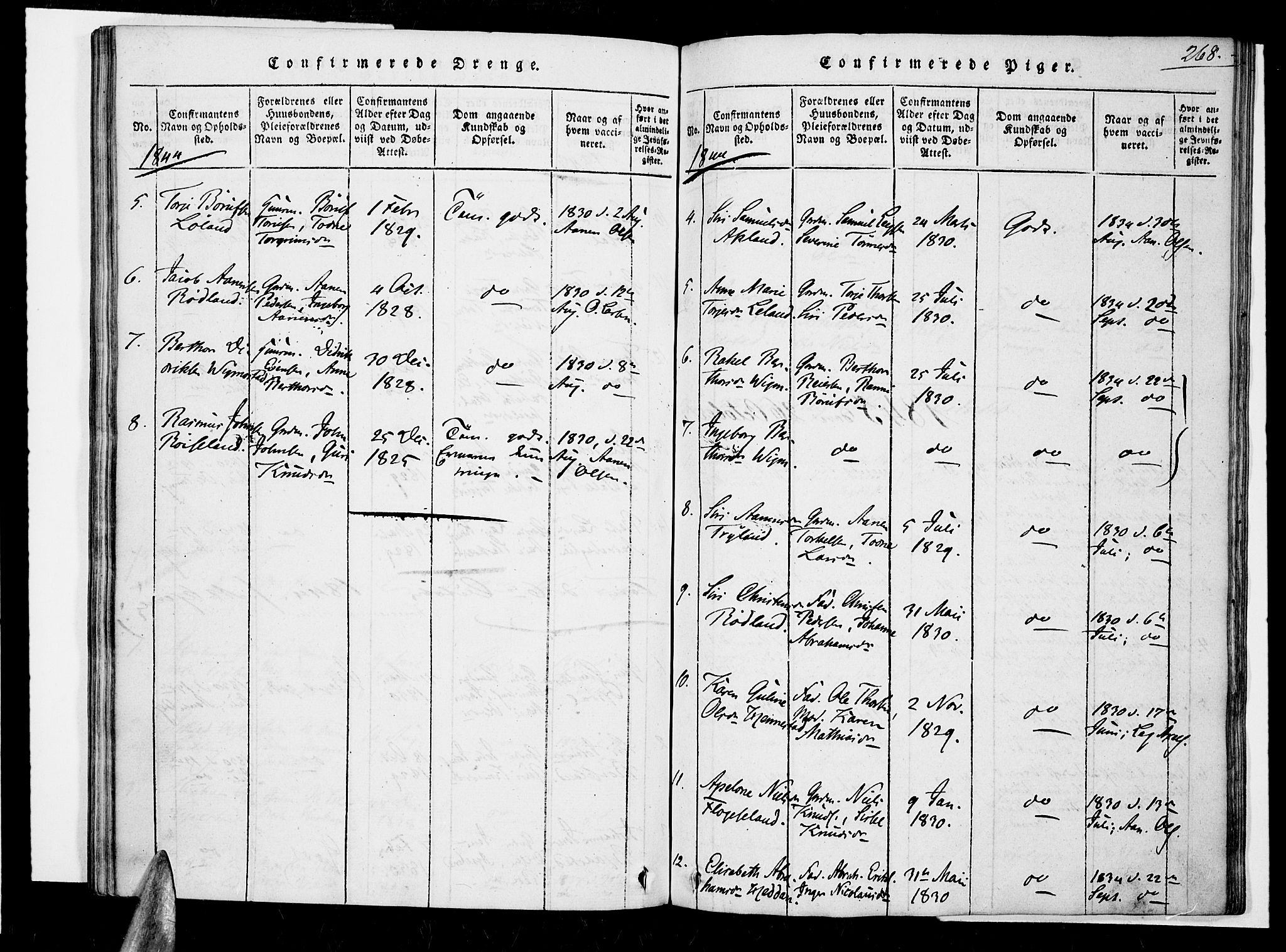 Nord-Audnedal sokneprestkontor, SAK/1111-0032/F/Fa/Fab/L0001: Parish register (official) no. A 1, 1816-1858, p. 268