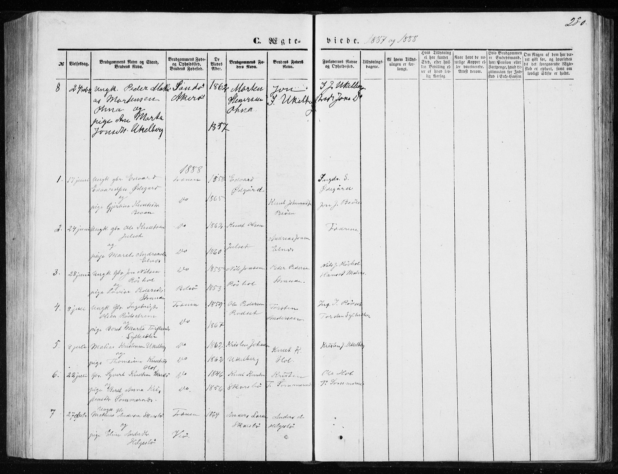 Ministerialprotokoller, klokkerbøker og fødselsregistre - Møre og Romsdal, SAT/A-1454/565/L0754: Parish register (copy) no. 565C03, 1870-1896, p. 230