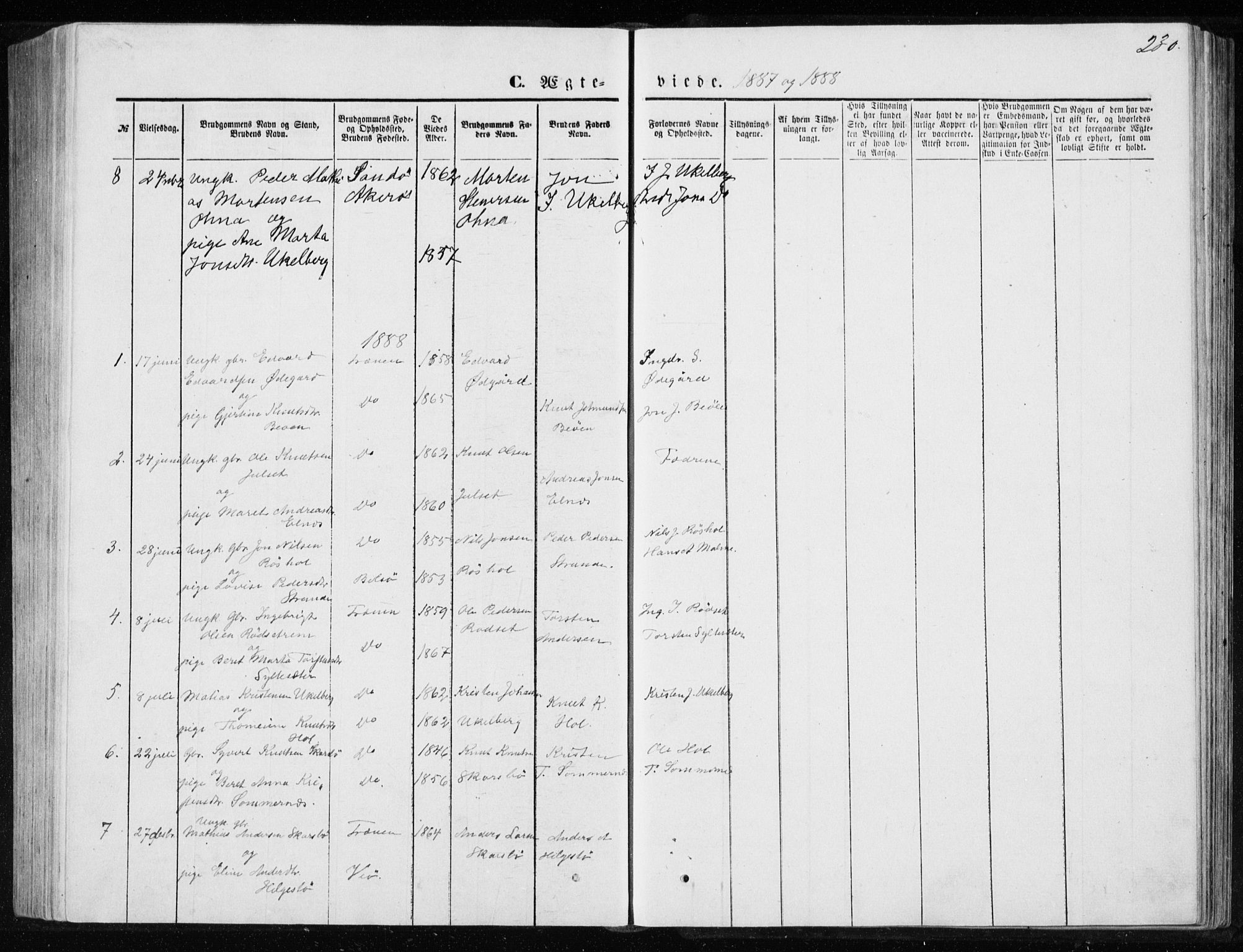 Ministerialprotokoller, klokkerbøker og fødselsregistre - Møre og Romsdal, AV/SAT-A-1454/565/L0754: Parish register (copy) no. 565C03, 1870-1896, p. 230