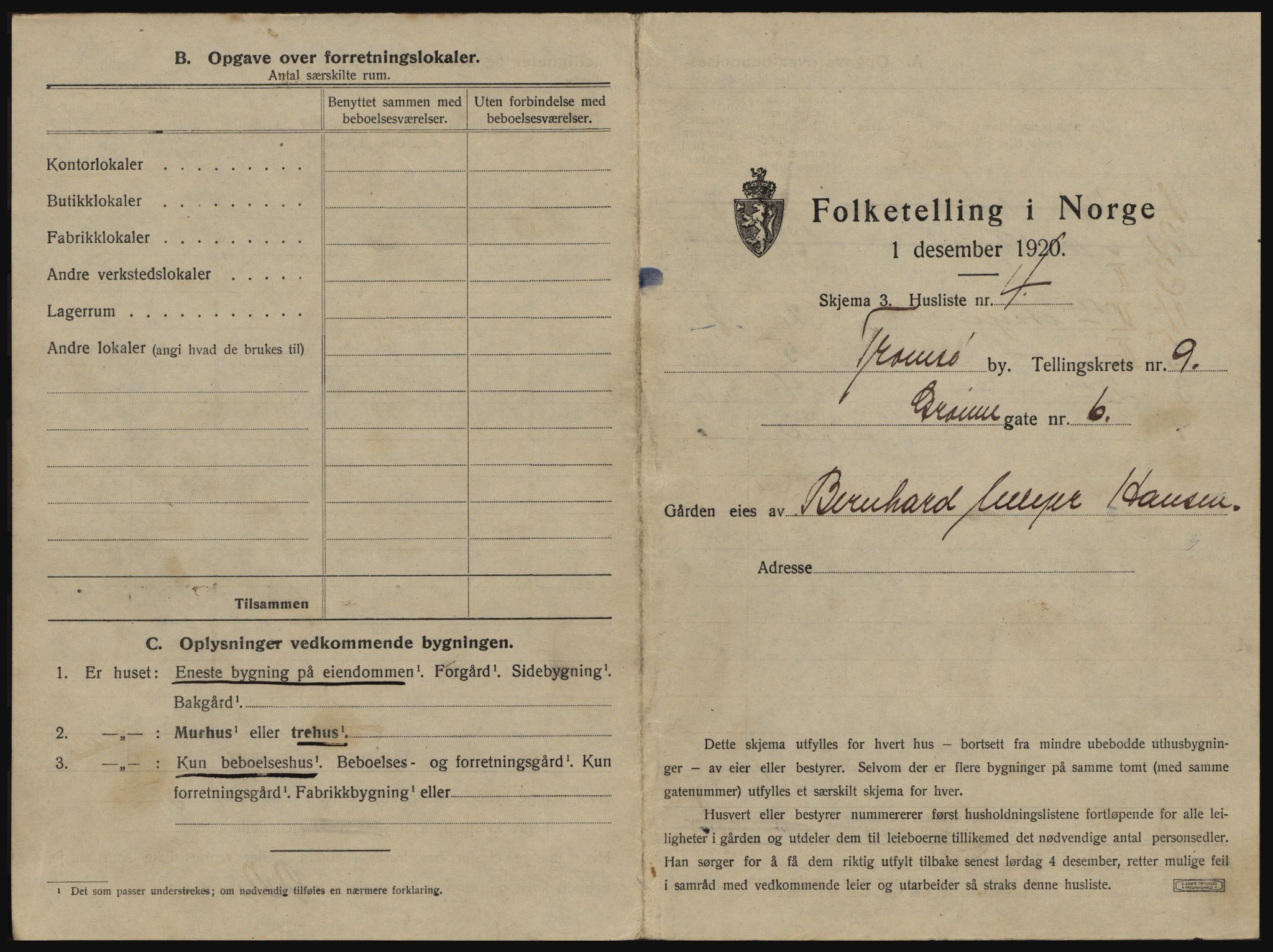 SATØ, 1920 census for Tromsø, 1920, p. 1493