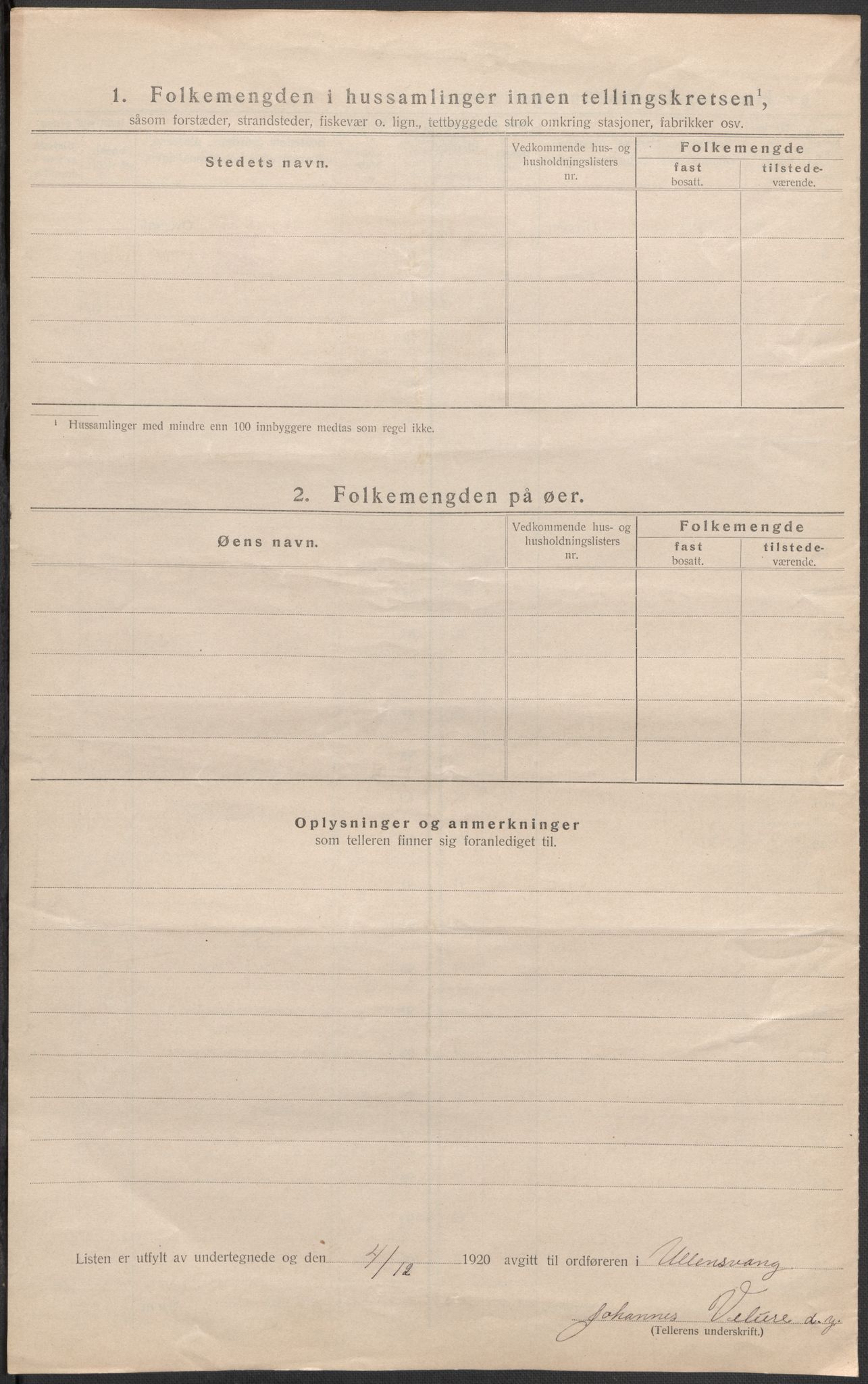 SAB, 1920 census for Ullensvang, 1920, p. 16