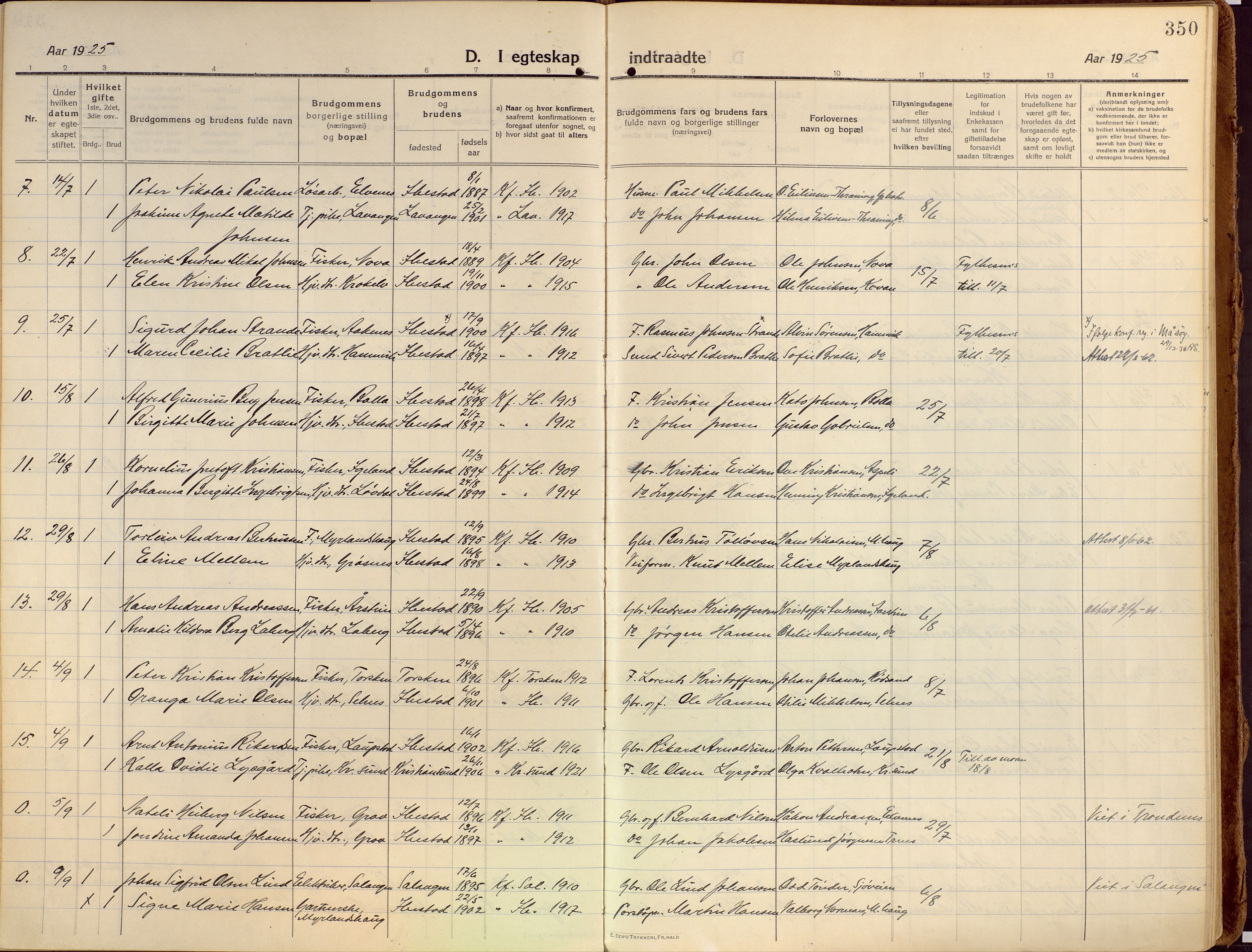 Ibestad sokneprestembete, SATØ/S-0077/H/Ha/Haa/L0018kirke: Parish register (official) no. 18, 1915-1929, p. 350