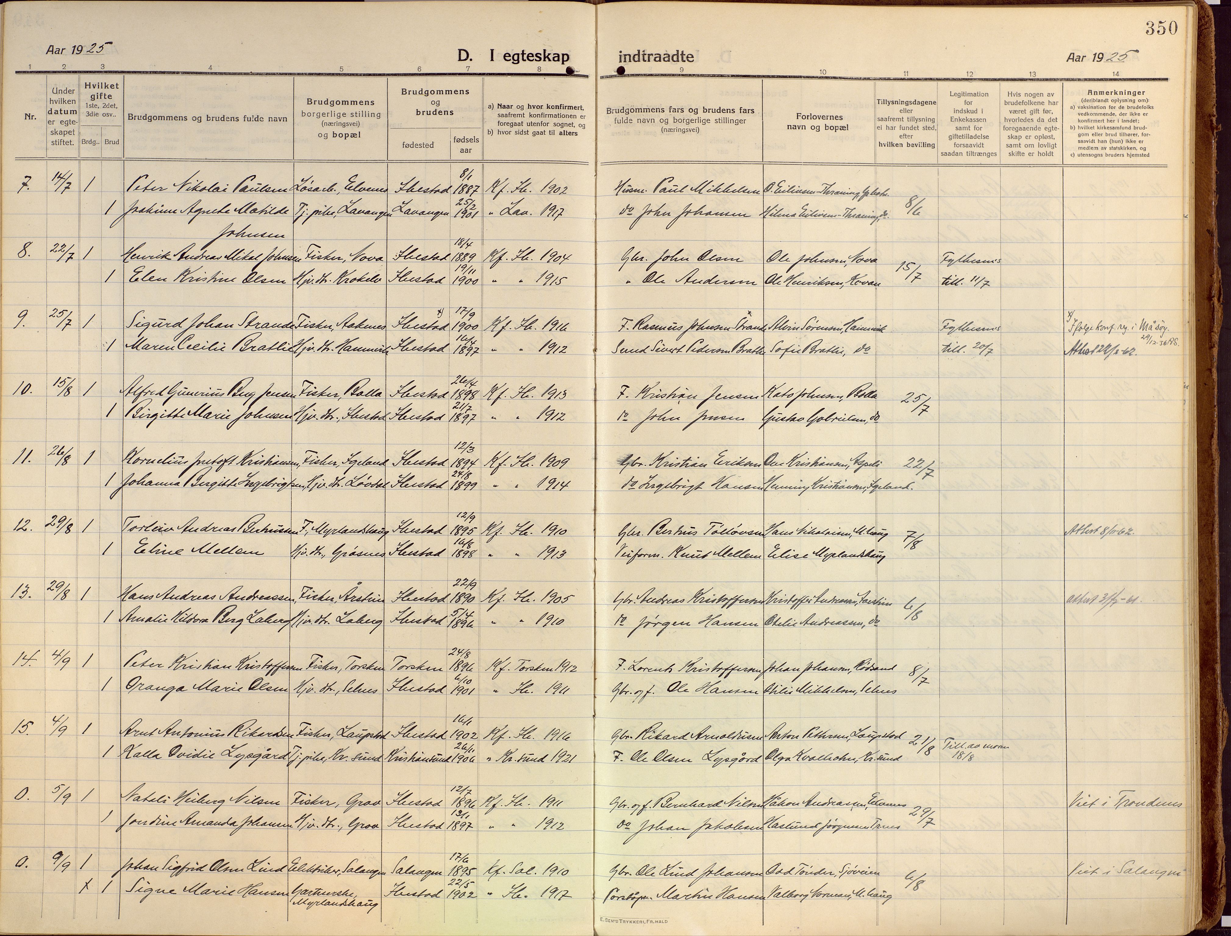 Ibestad sokneprestembete, AV/SATØ-S-0077/H/Ha/Haa/L0018kirke: Parish register (official) no. 18, 1915-1929, p. 350