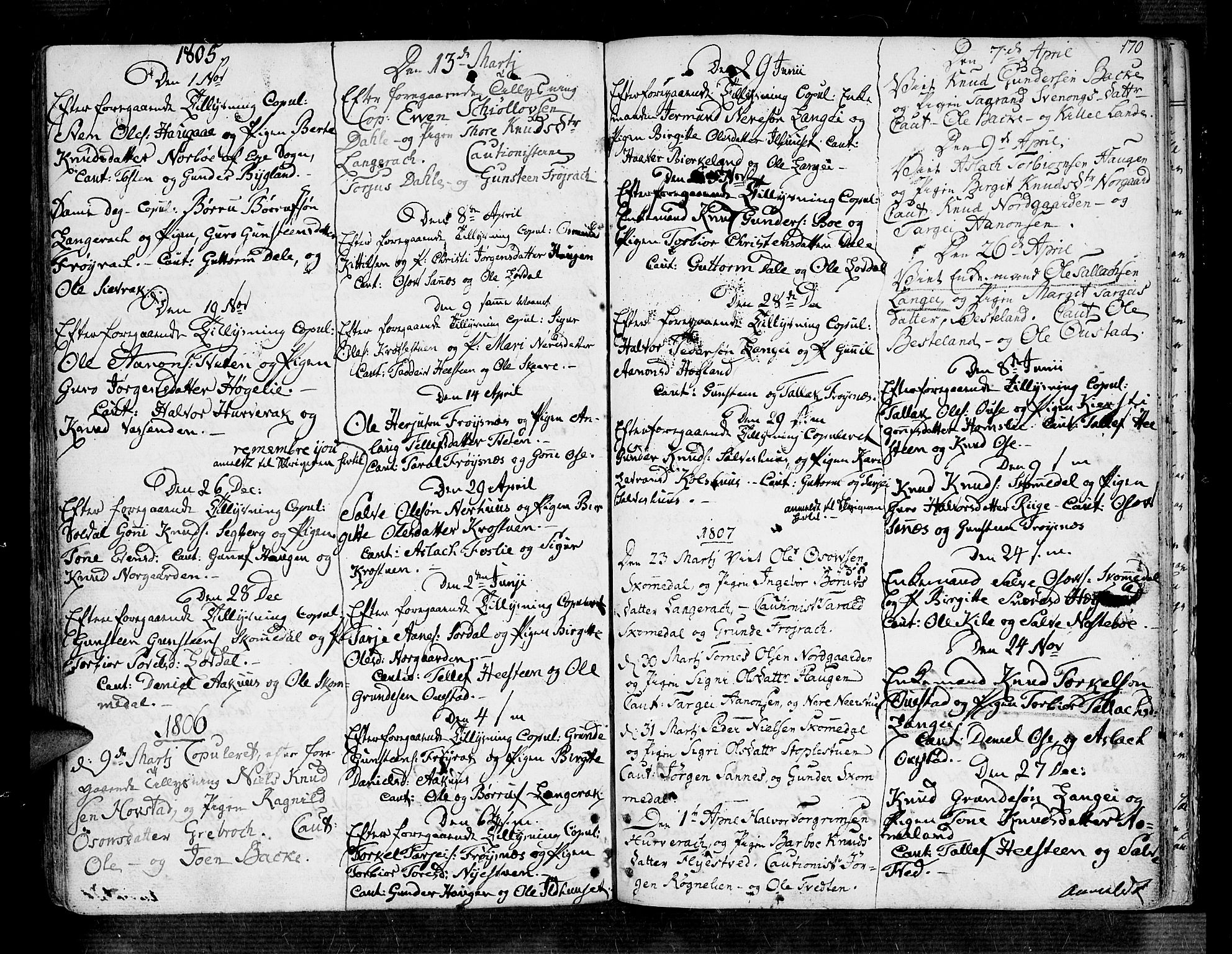 Bygland sokneprestkontor, SAK/1111-0006/F/Fa/Fab/L0002: Parish register (official) no. A 2, 1766-1816, p. 170