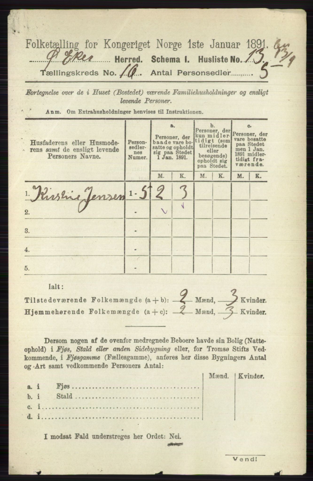 RA, 1891 census for 0624 Øvre Eiker, 1891, p. 7640