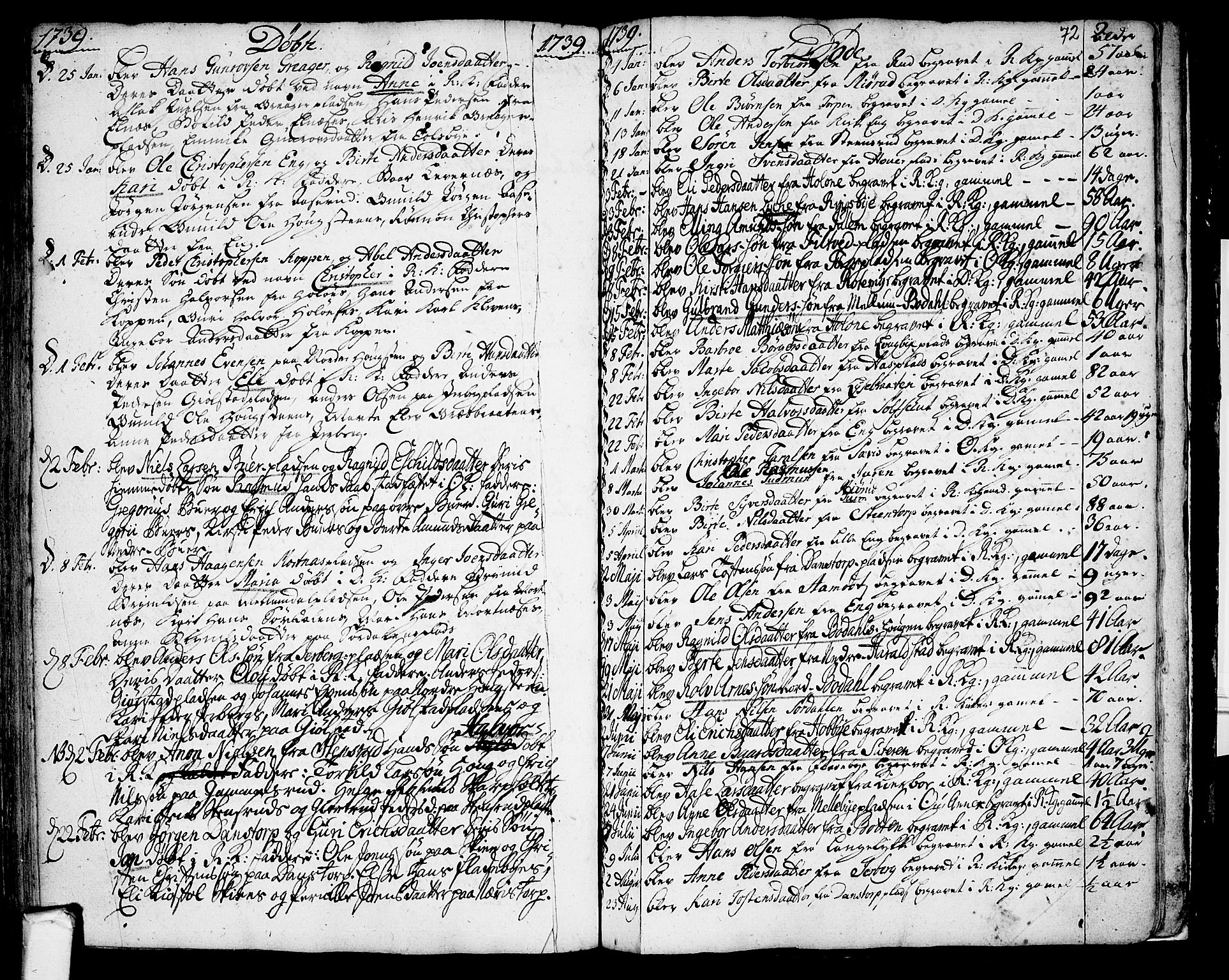 Rakkestad prestekontor Kirkebøker, AV/SAO-A-2008/F/Fa/L0001: Parish register (official) no. I 1, 1722-1740, p. 72