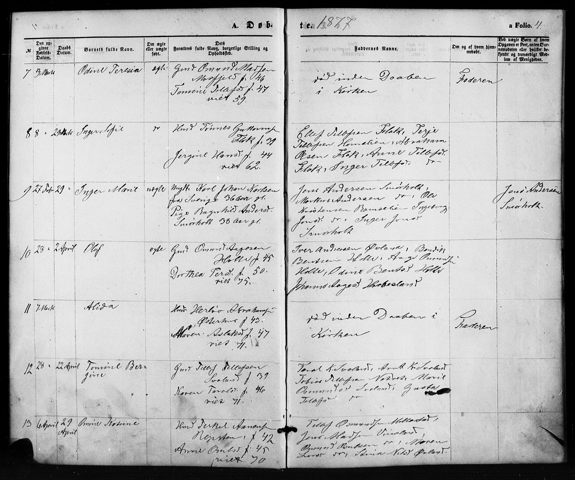 Birkenes sokneprestkontor, AV/SAK-1111-0004/F/Fb/L0003: Parish register (copy) no. B 3, 1876-1892, p. 4