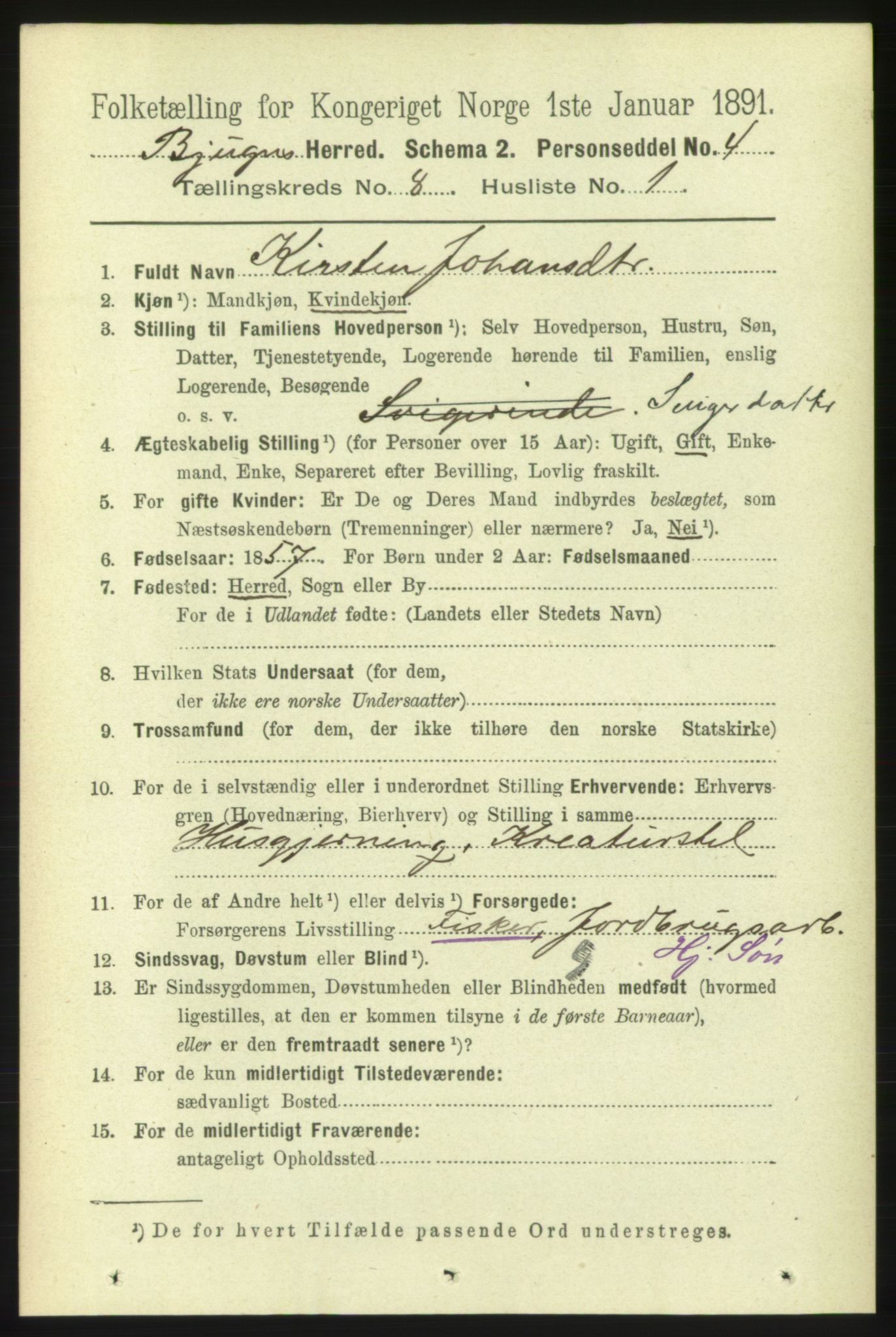 RA, 1891 census for 1627 Bjugn, 1891, p. 2117