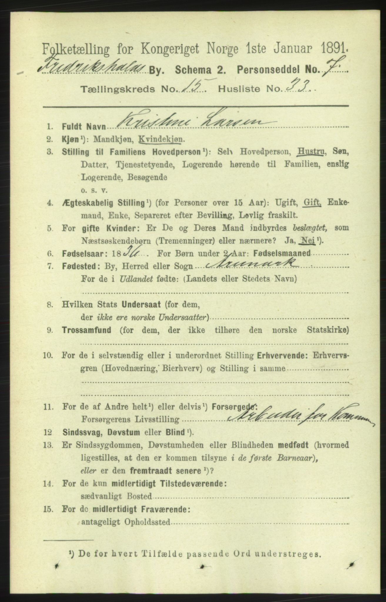 RA, 1891 census for 0101 Fredrikshald, 1891, p. 9817