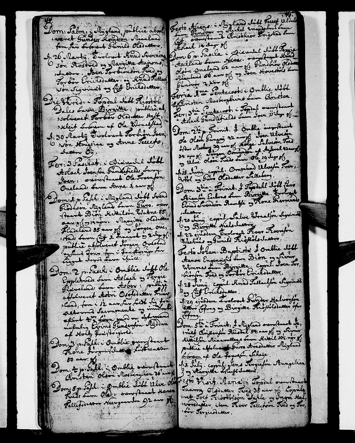 Åmli sokneprestkontor, AV/SAK-1111-0050/F/Fa/Fac/L0001: Parish register (official) no. A 1, 1711-1740, p. 44-45