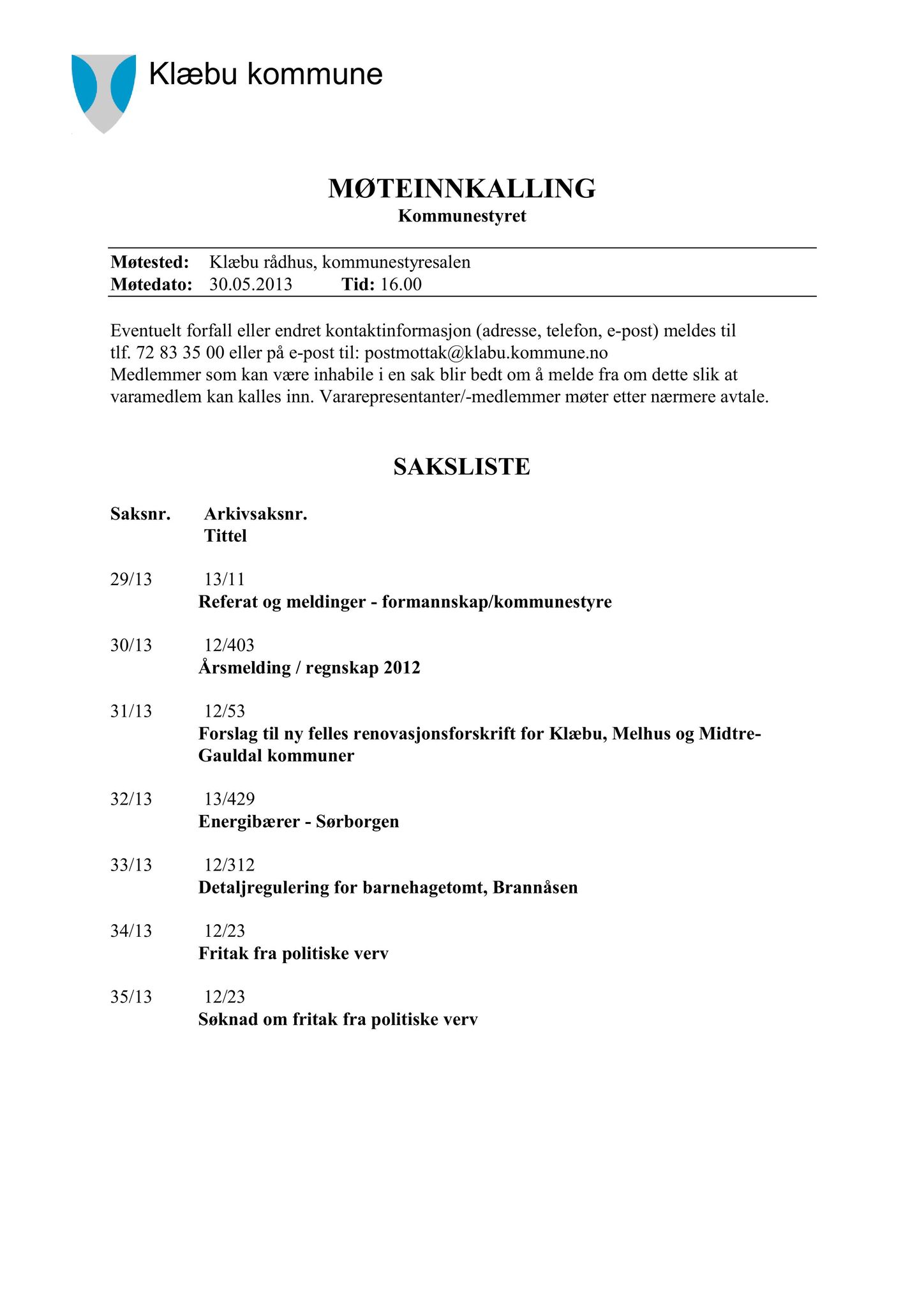 Klæbu Kommune, TRKO/KK/01-KS/L006: Kommunestyret - Møtedokumenter, 2013, p. 658