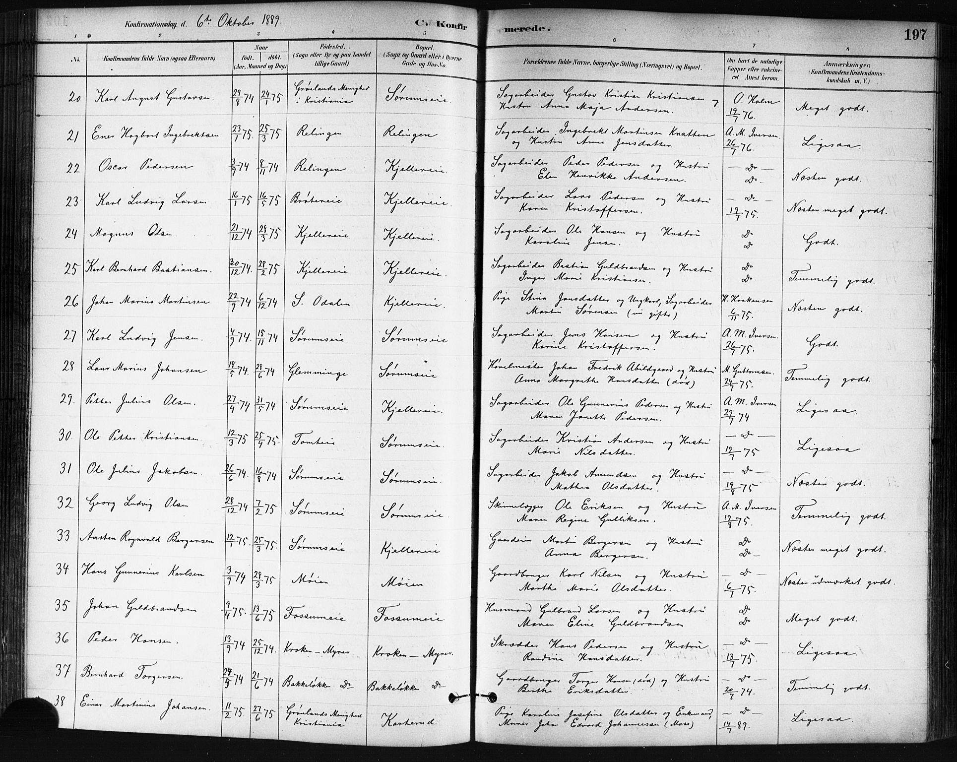 Skedsmo prestekontor Kirkebøker, SAO/A-10033a/G/Ga/L0004: Parish register (copy) no. I 4, 1883-1895, p. 197