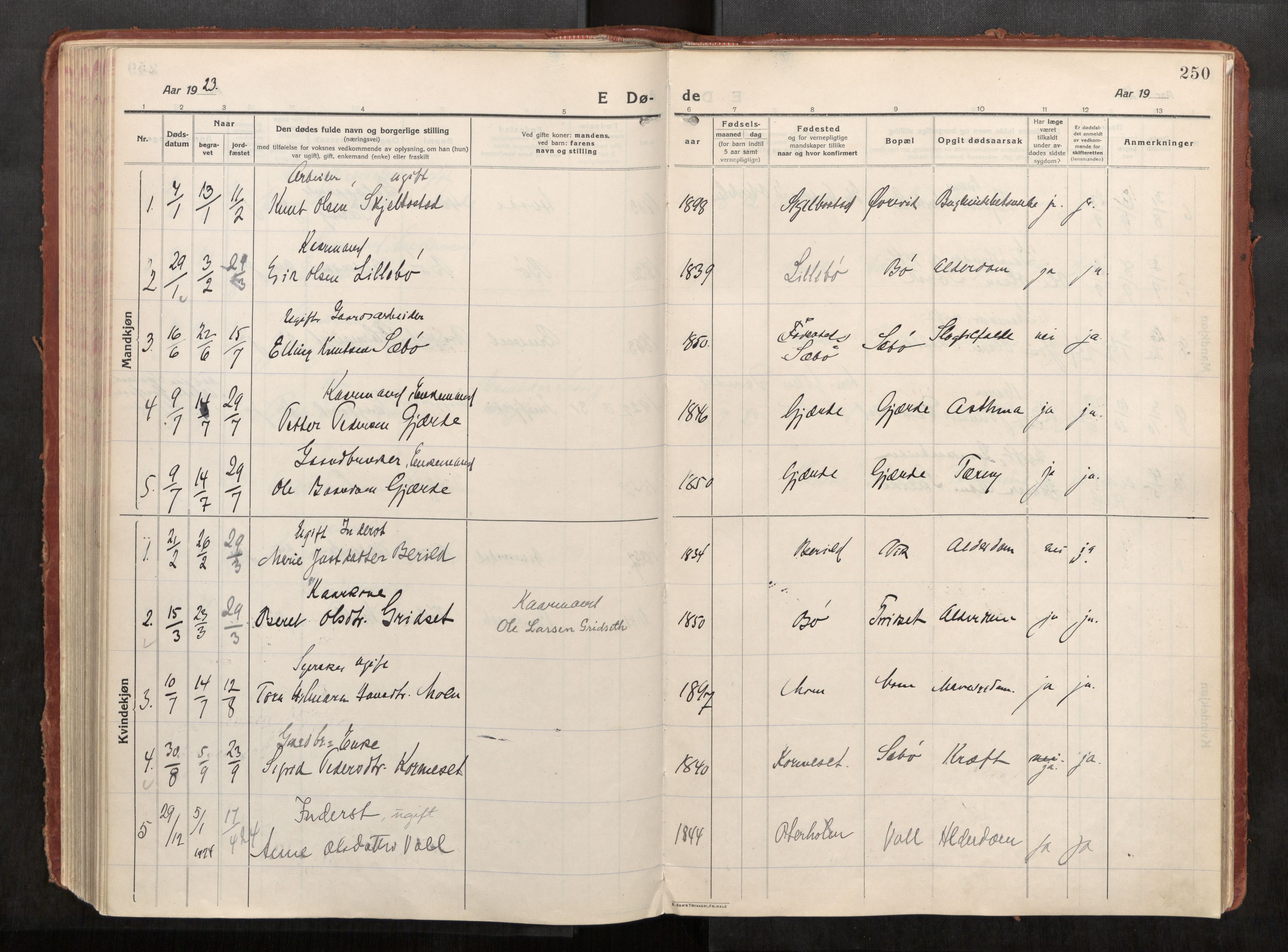 Eid sokneprestkontor, AV/SAT-A-1254: Parish register (official) no. 543A04, 1916-1956, p. 250