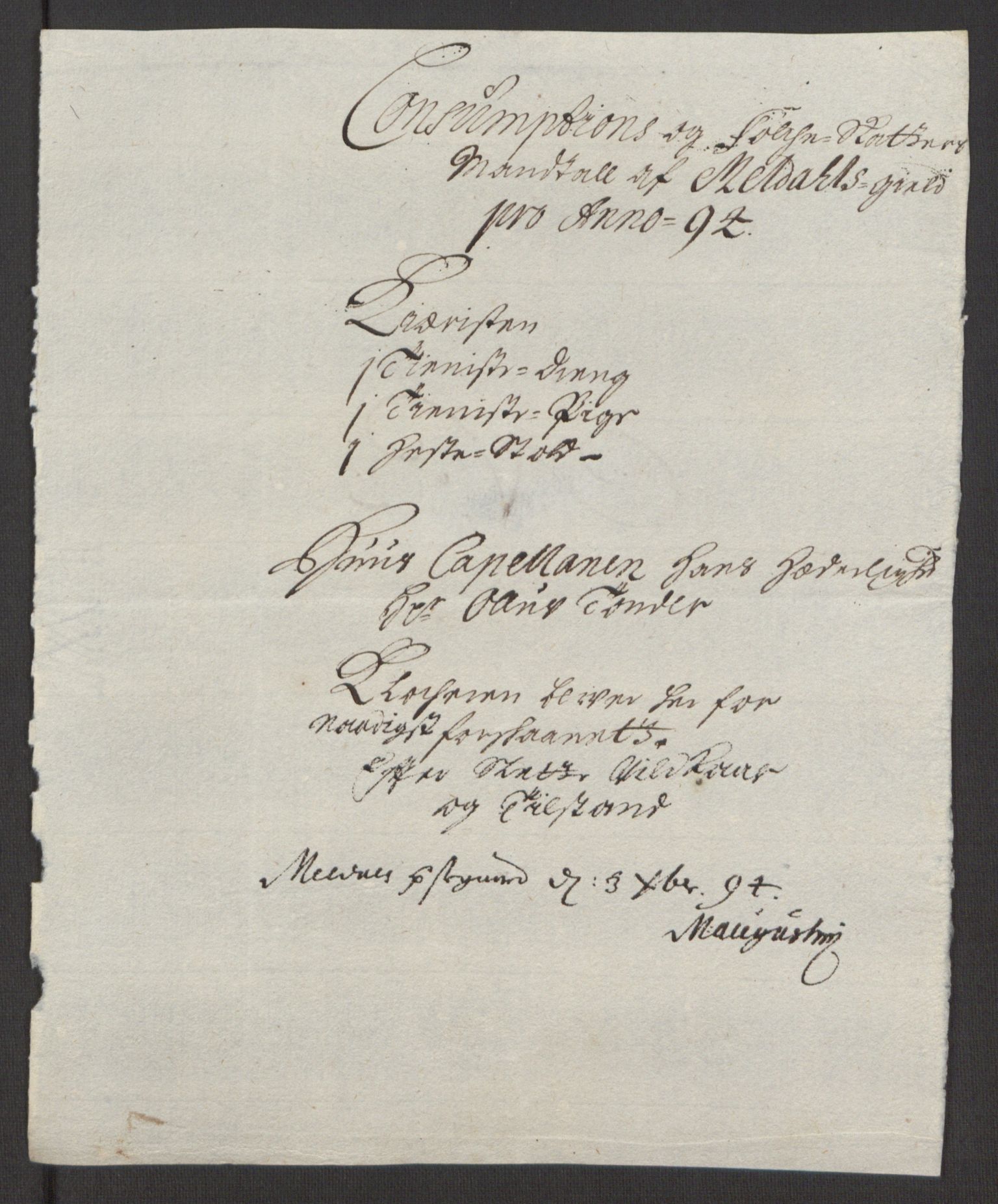 Rentekammeret inntil 1814, Reviderte regnskaper, Fogderegnskap, AV/RA-EA-4092/R60/L3944: Fogderegnskap Orkdal og Gauldal, 1694, p. 165