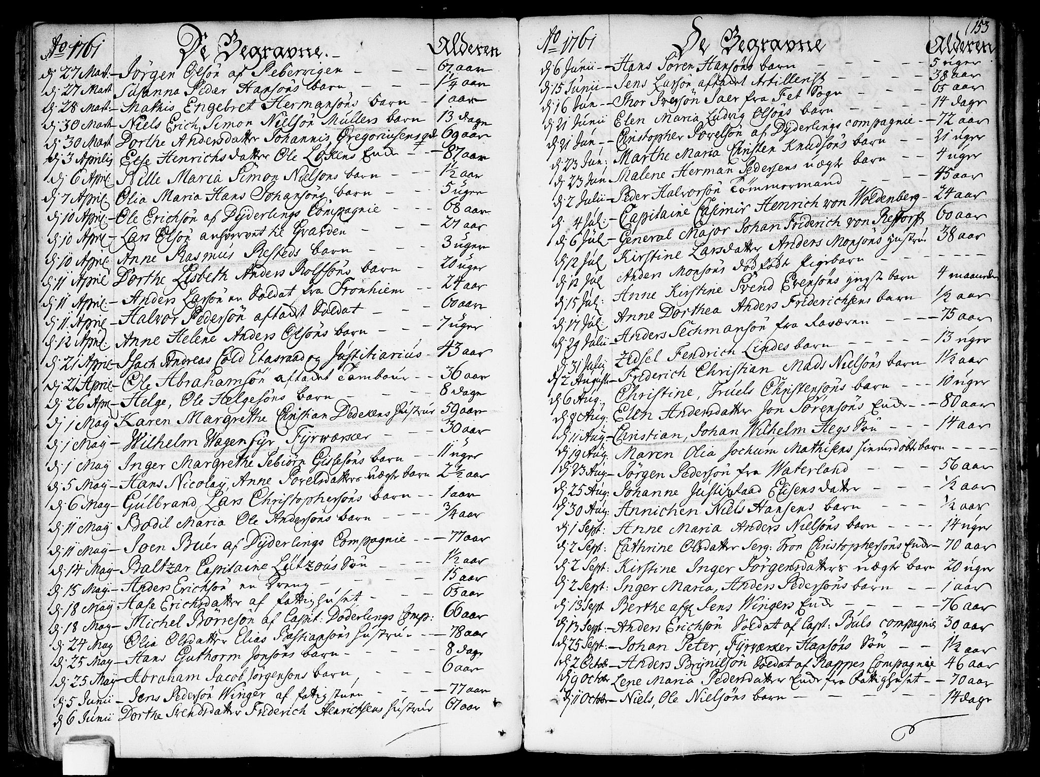Garnisonsmenigheten Kirkebøker, SAO/A-10846/F/Fa/L0002: Parish register (official) no. 2, 1757-1776, p. 153