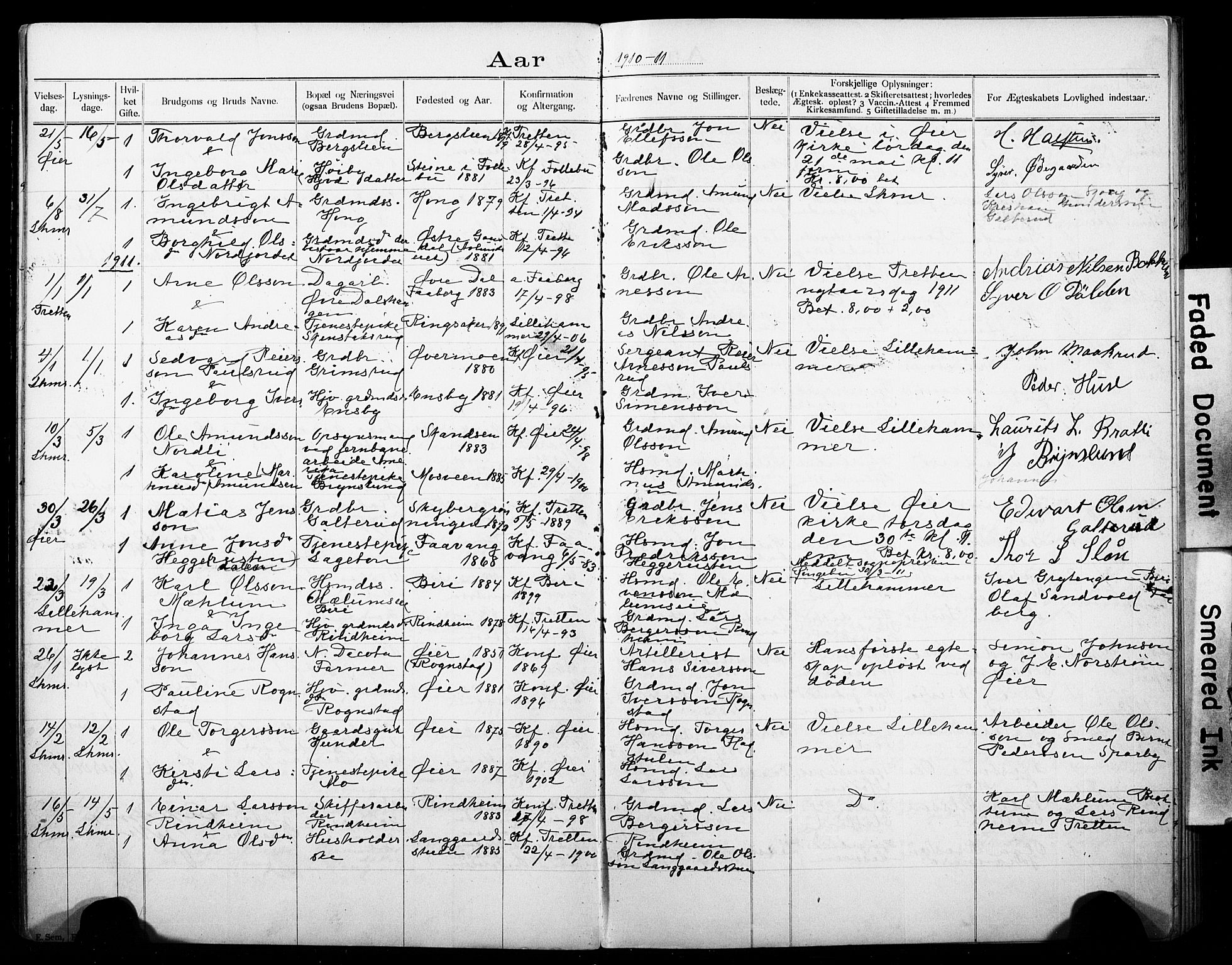 Øyer prestekontor, AV/SAH-PREST-084/I/Ie: Banns register no. 1, 1899-1928
