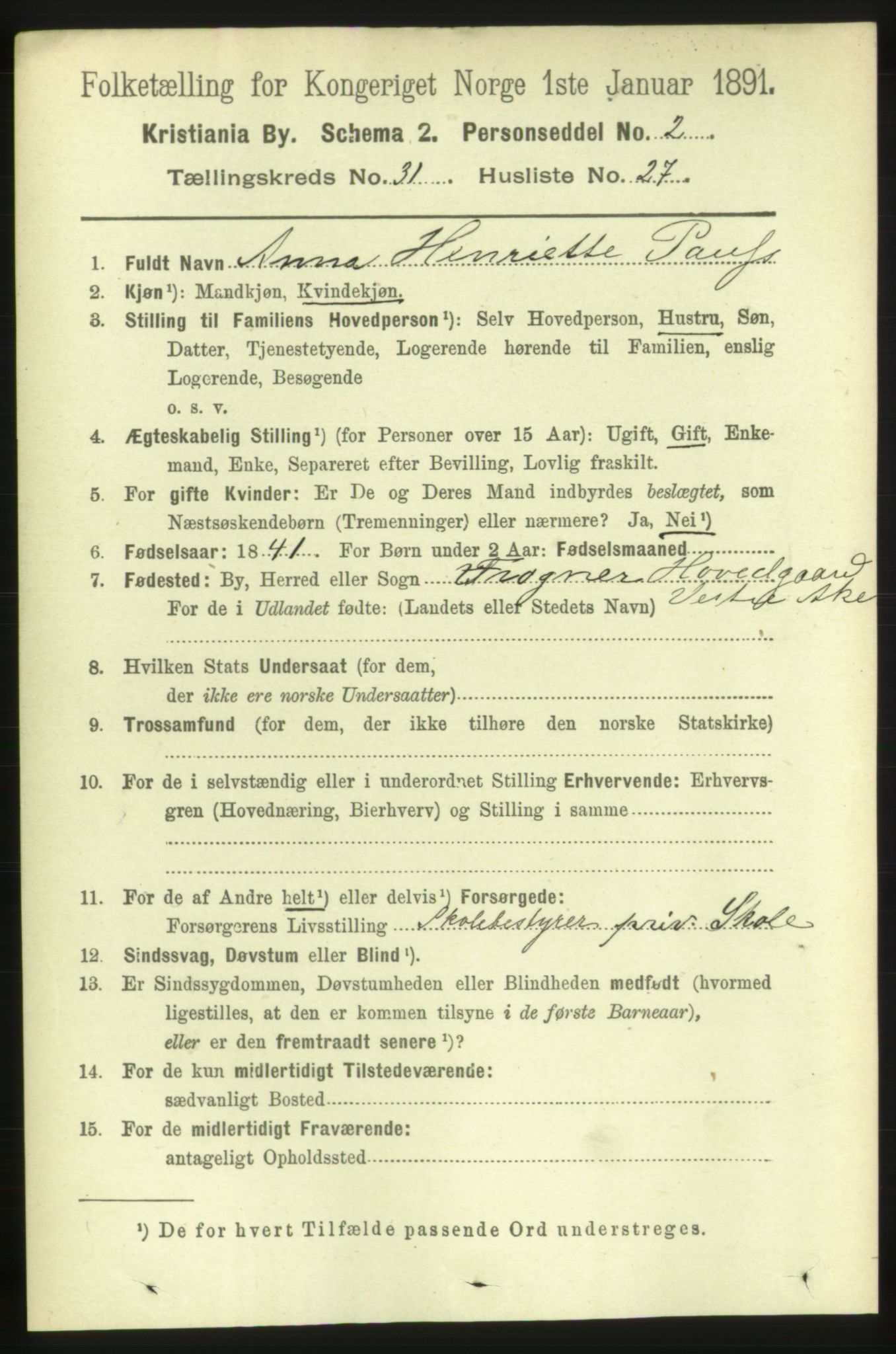 RA, 1891 census for 0301 Kristiania, 1891, p. 16756