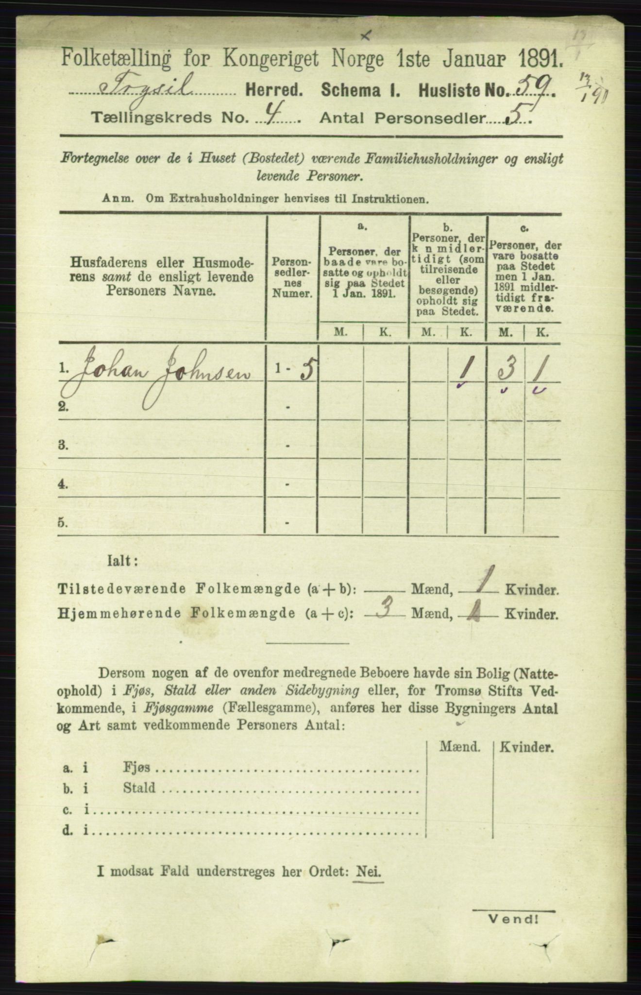 RA, 1891 census for 0428 Trysil, 1891, p. 1835