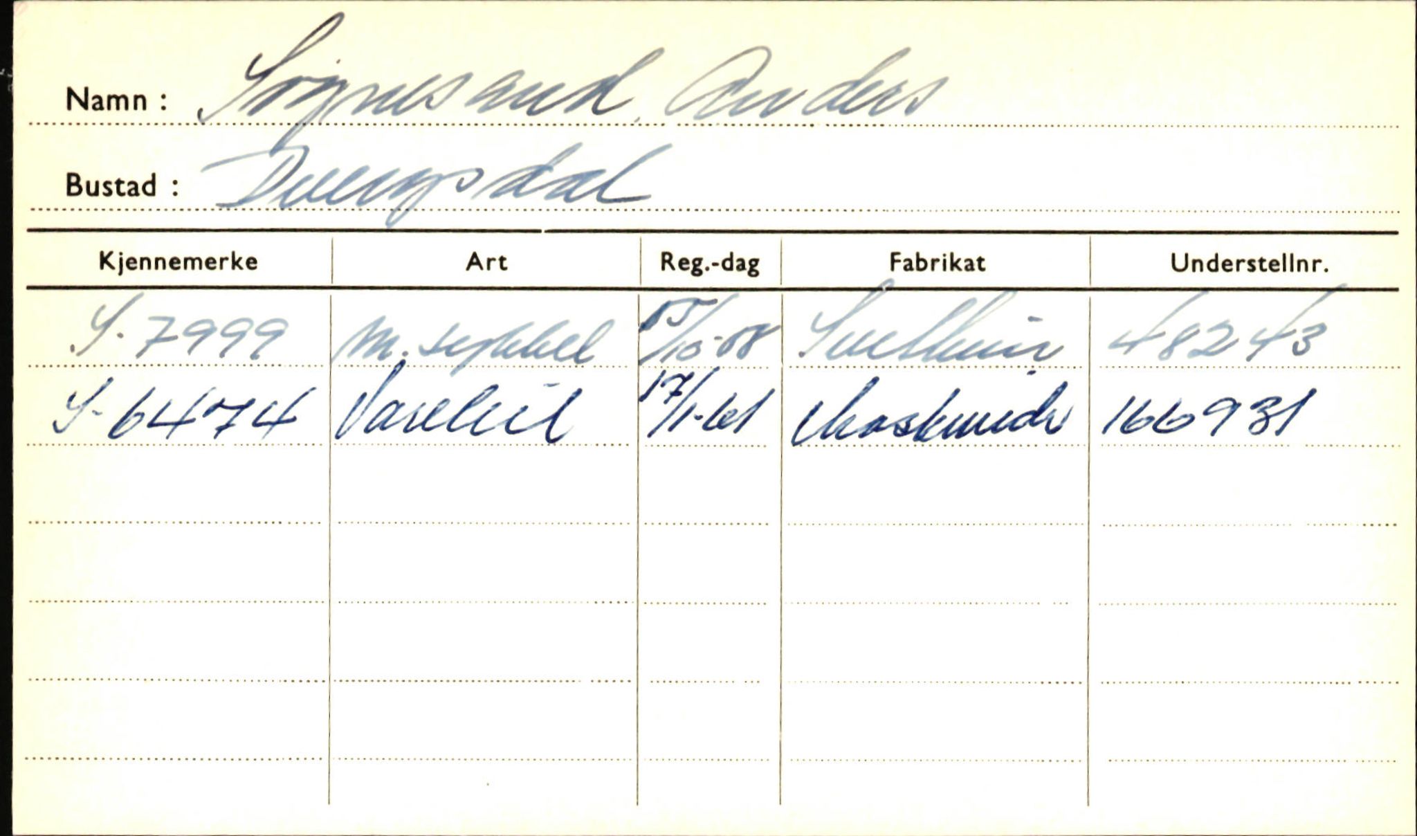 Statens vegvesen, Sogn og Fjordane vegkontor, AV/SAB-A-5301/4/F/L0002: Eigarregister Fjordane til 1.6.1961, 1930-1961, p. 55