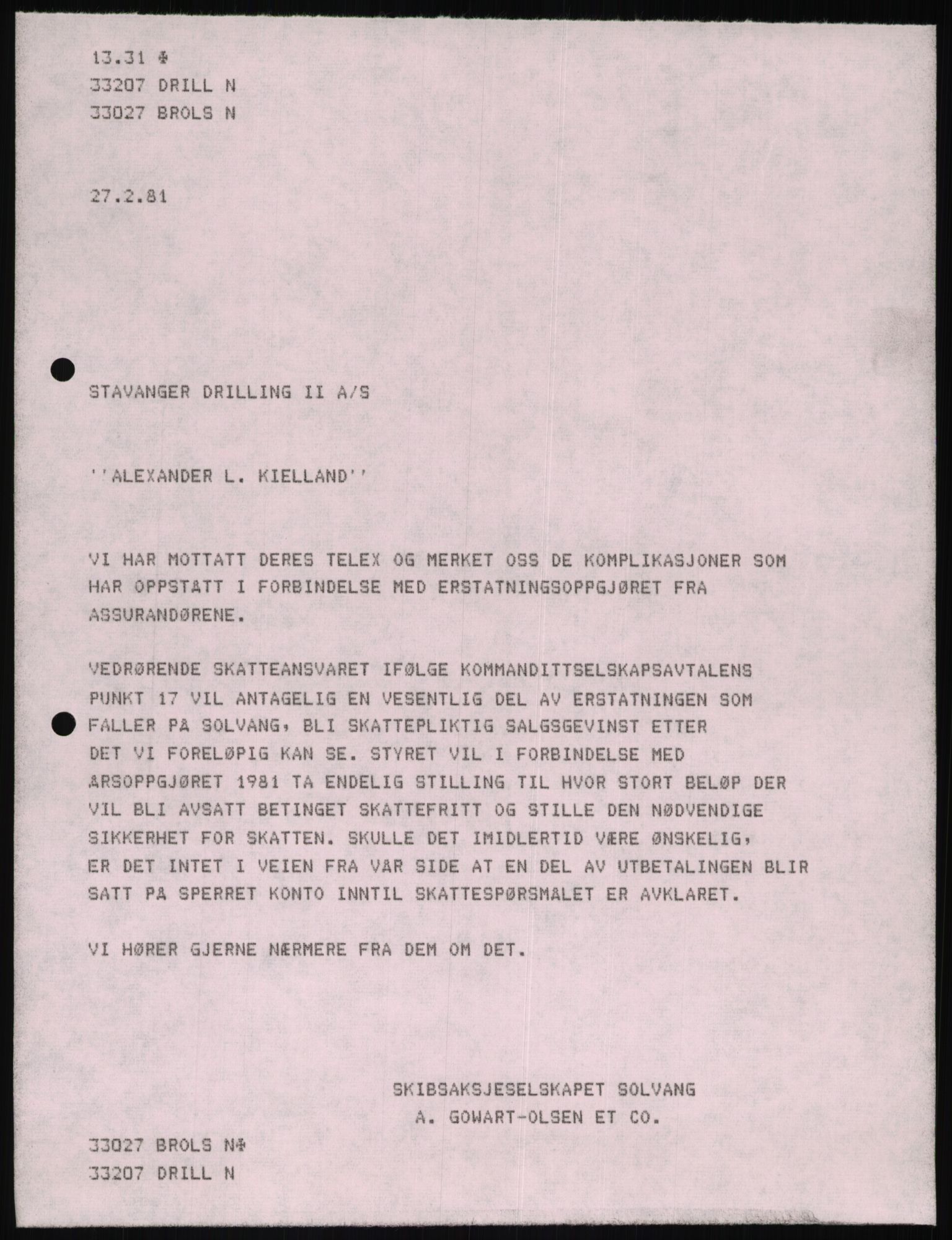 Pa 1503 - Stavanger Drilling AS, AV/SAST-A-101906/D/L0006: Korrespondanse og saksdokumenter, 1974-1984, p. 432