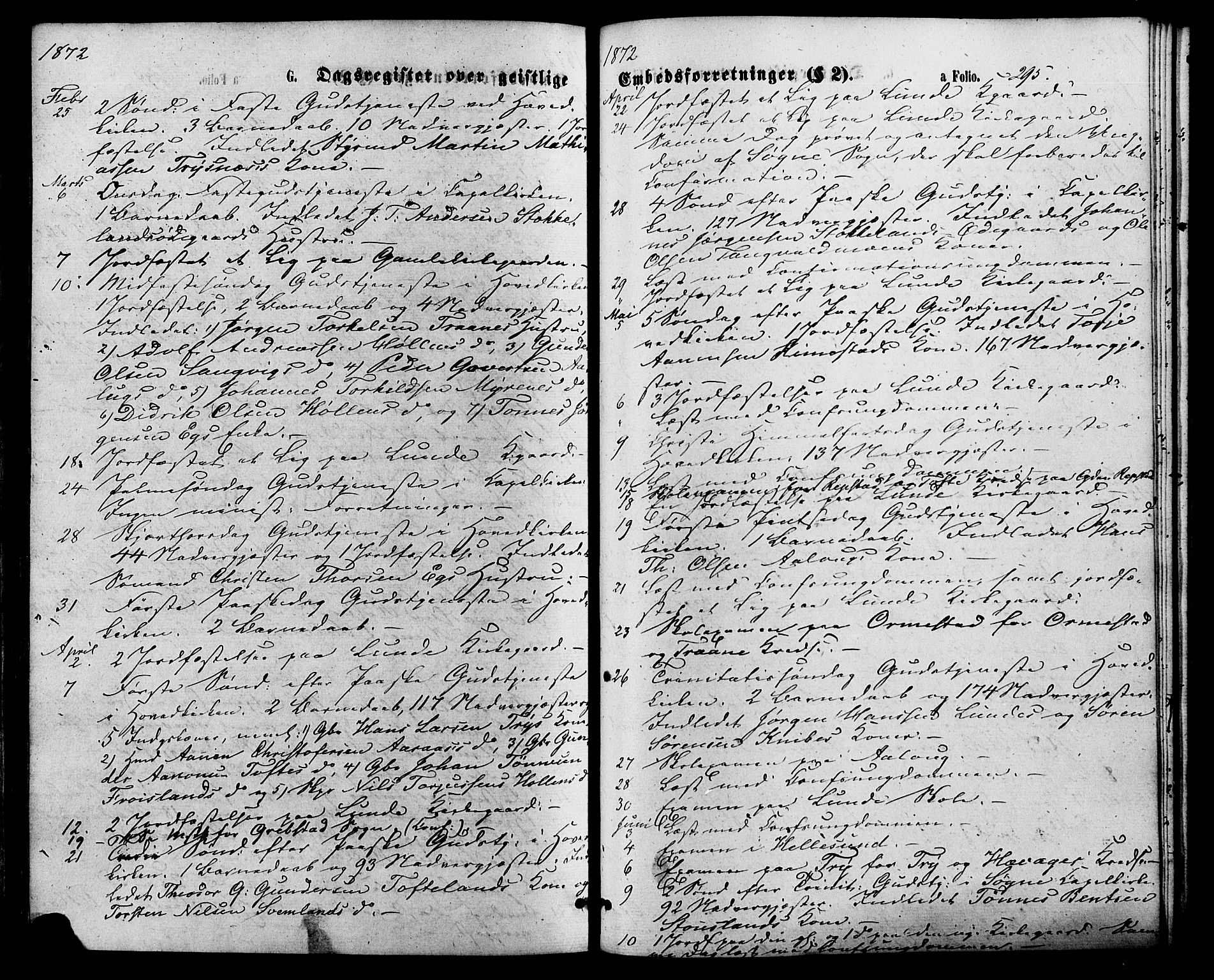 Søgne sokneprestkontor, SAK/1111-0037/F/Fa/Fab/L0011: Parish register (official) no. A 11, 1869-1879, p. 295