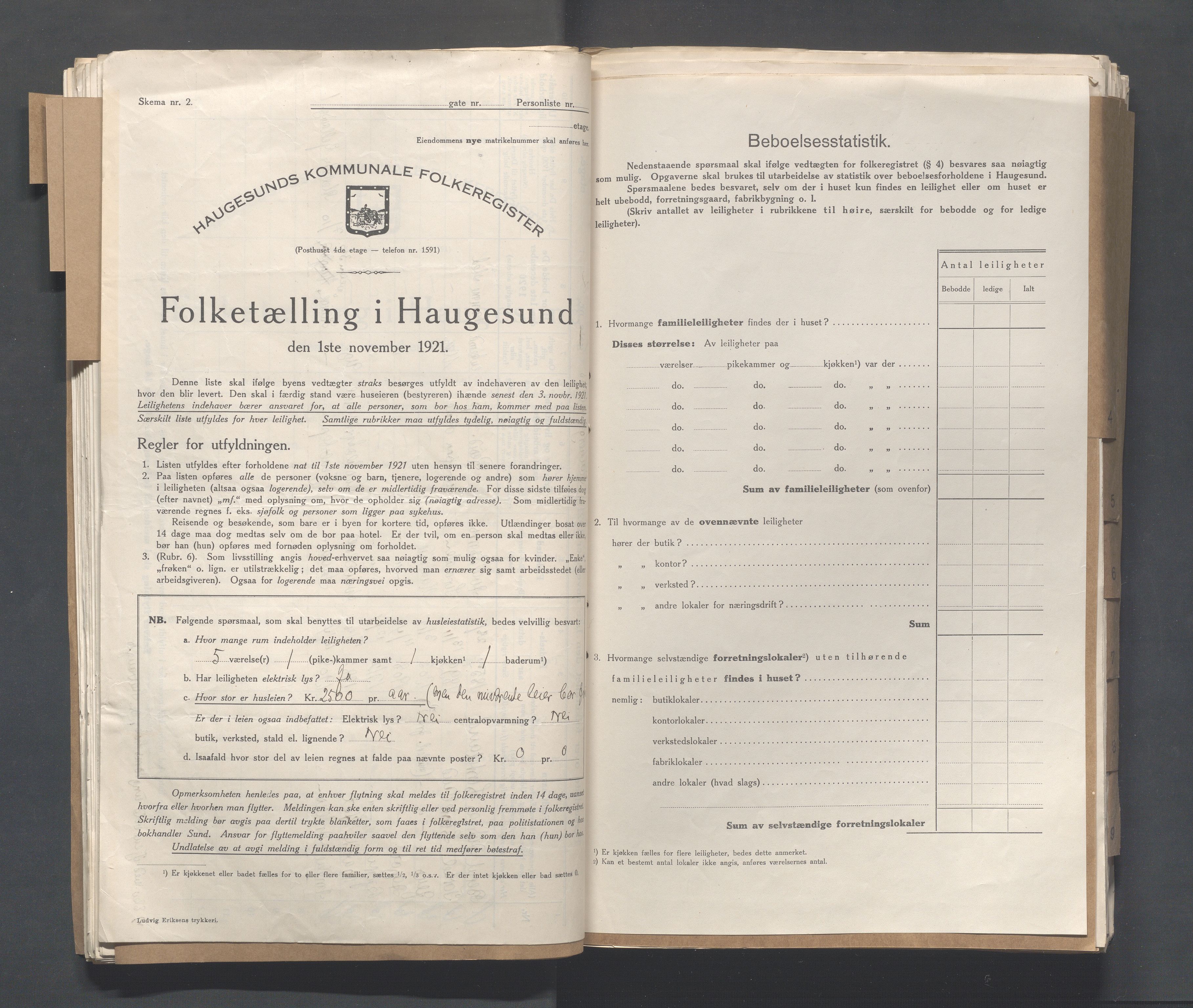 IKAR, Local census 1.11.1921 for Haugesund, 1921, p. 2317