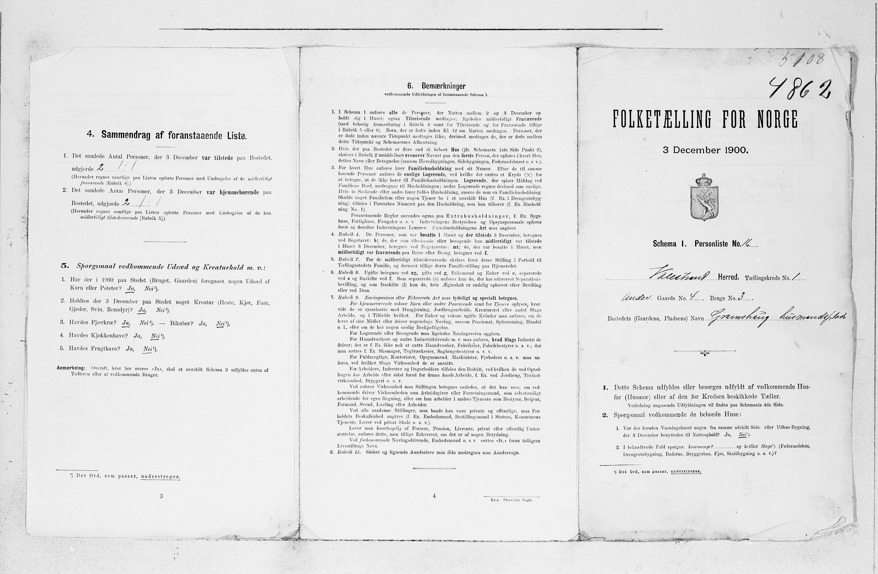 SAB, 1900 census for Valestrand, 1900, p. 12