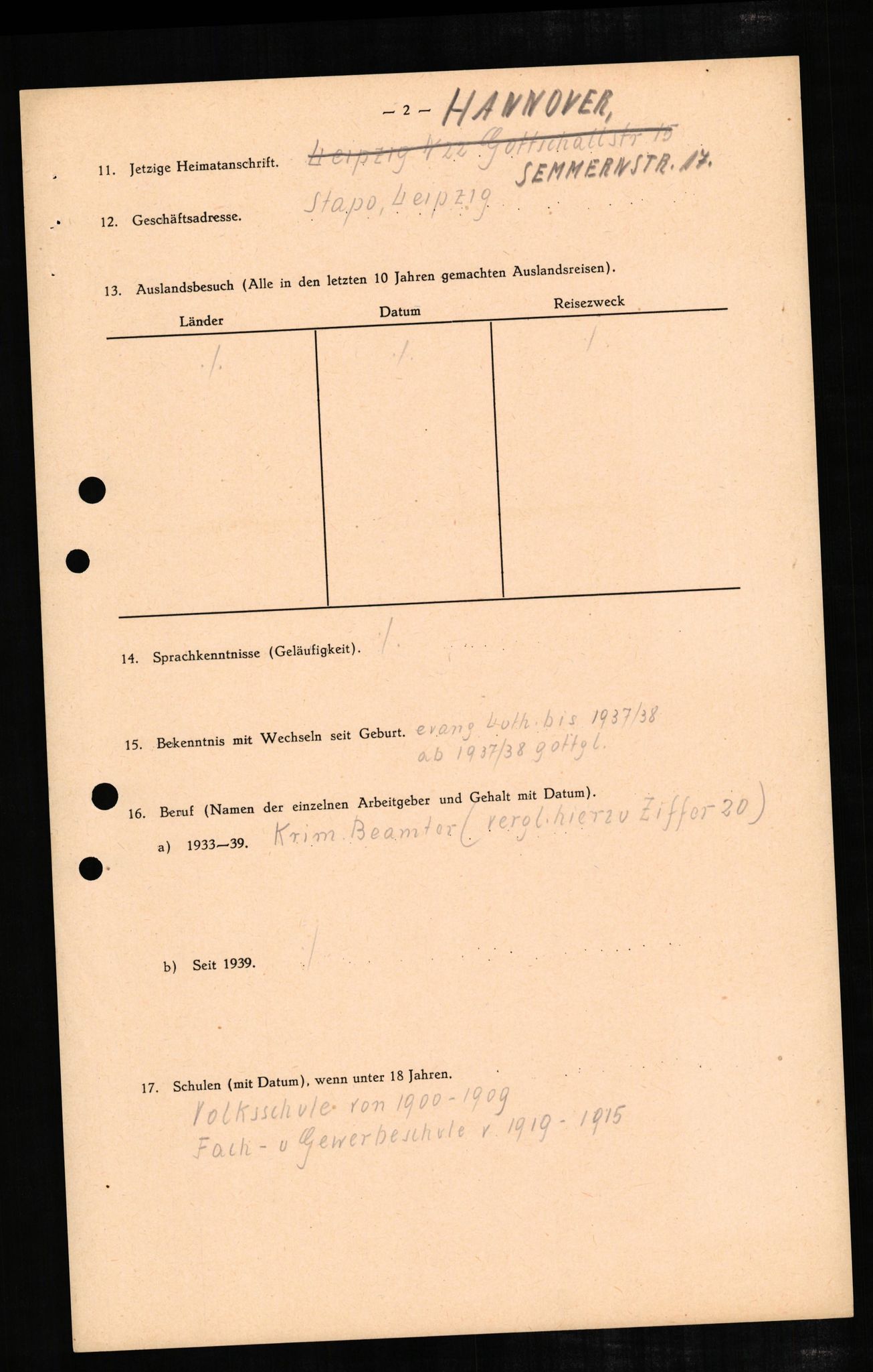 Forsvaret, Forsvarets overkommando II, AV/RA-RAFA-3915/D/Db/L0006: CI Questionaires. Tyske okkupasjonsstyrker i Norge. Tyskere., 1945-1946, p. 67