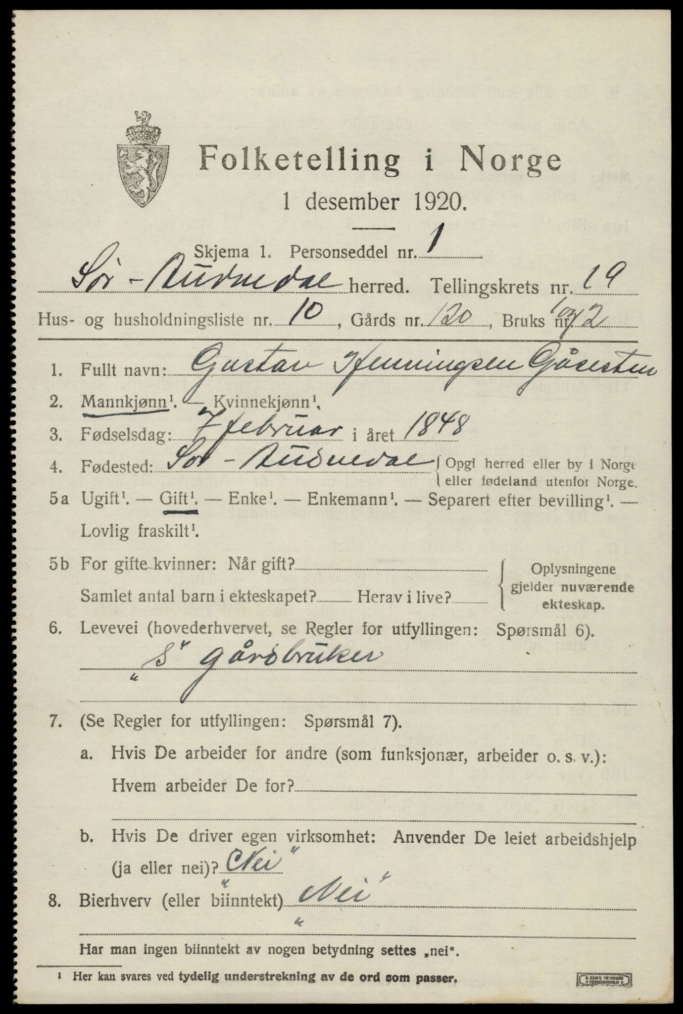 SAK, 1920 census for Sør-Audnedal, 1920, p. 6667