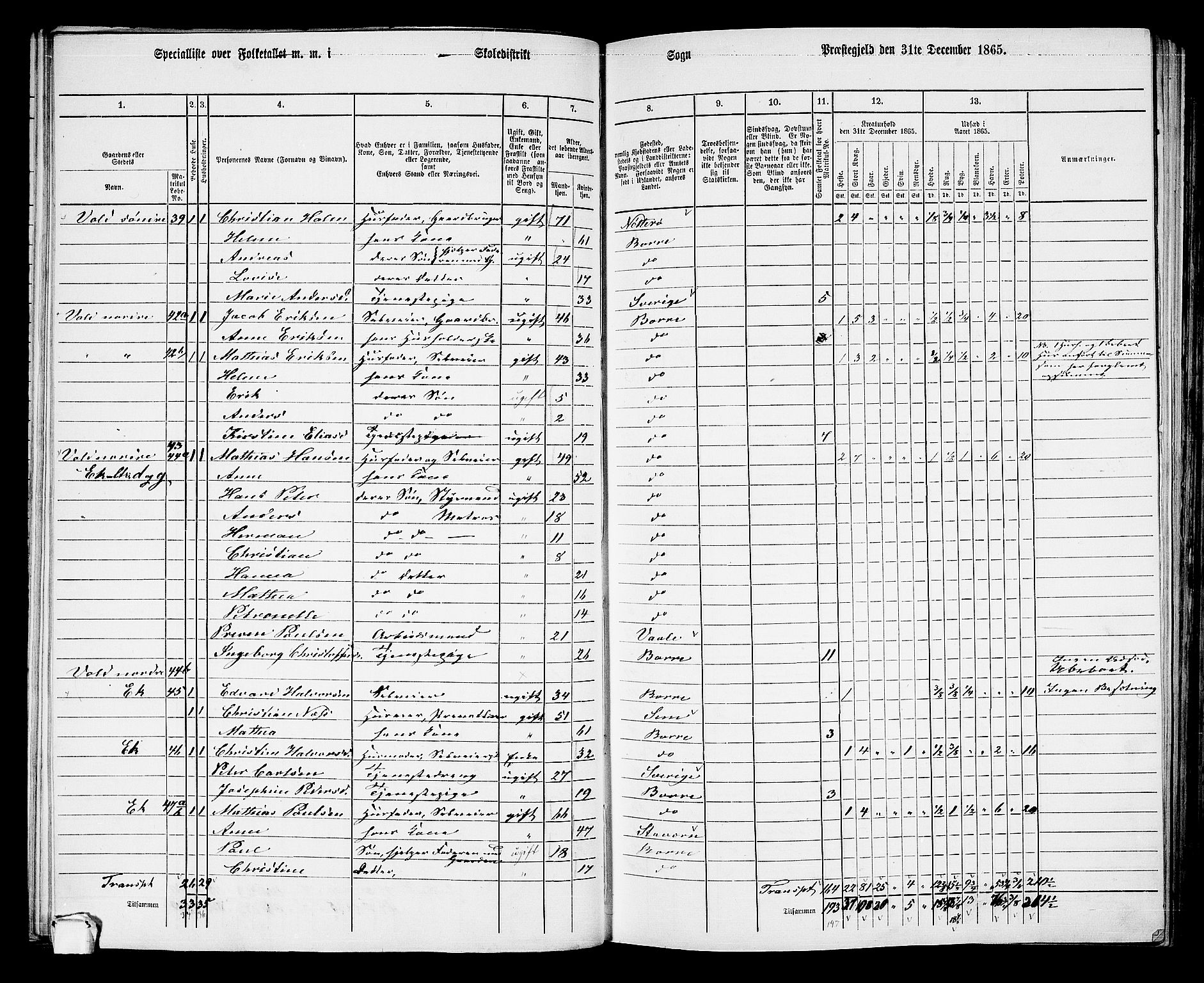RA, 1865 census for Borre, 1865, p. 69