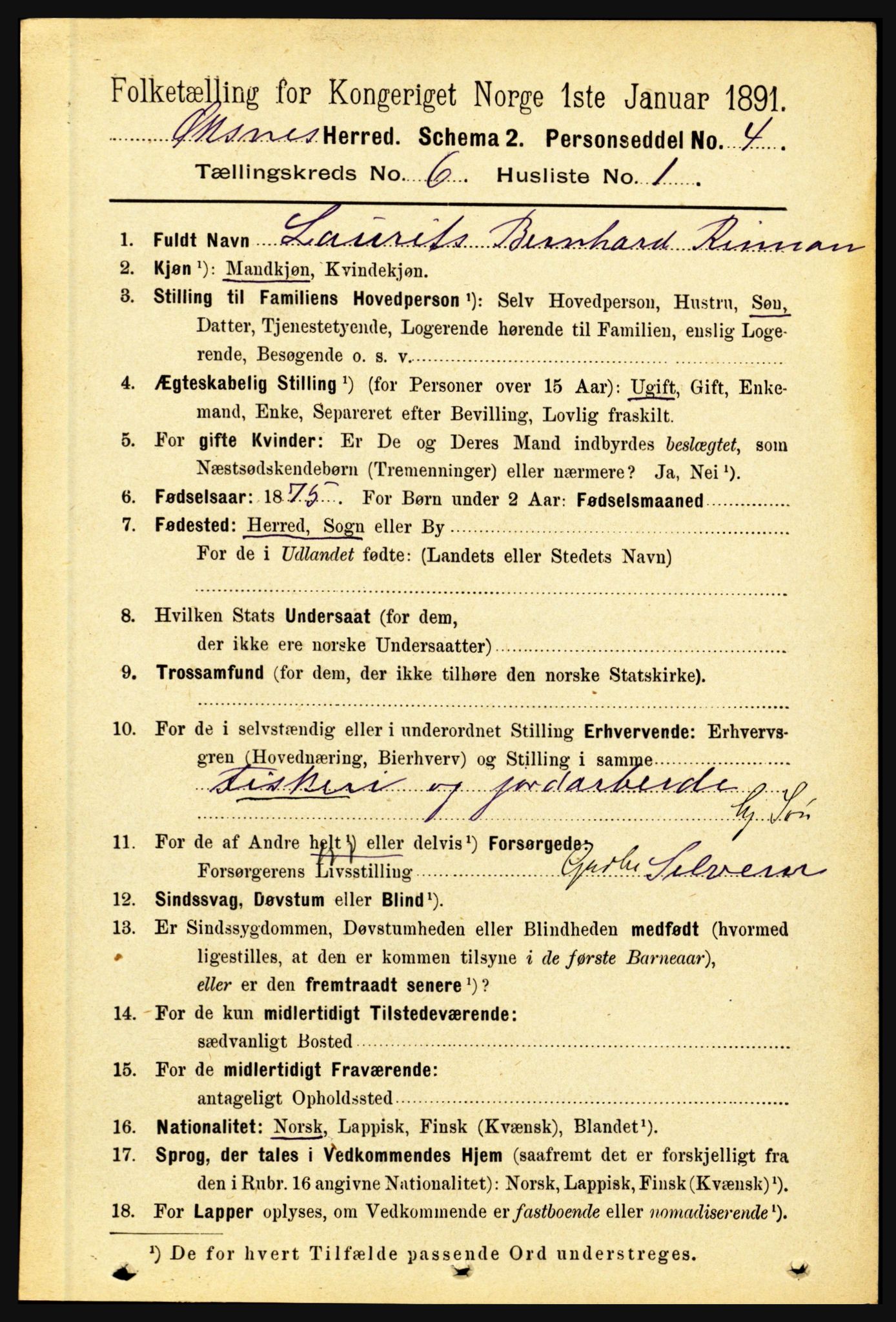 RA, 1891 census for 1868 Øksnes, 1891, p. 2623