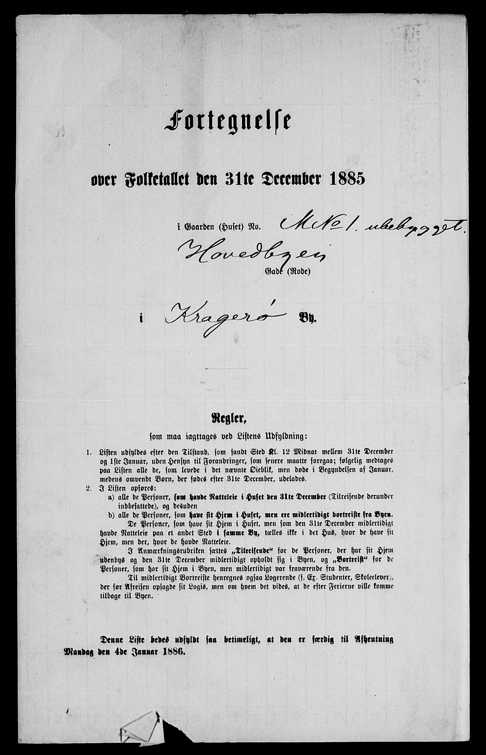 SAKO, 1885 census for 0801 Kragerø, 1885, p. 1031