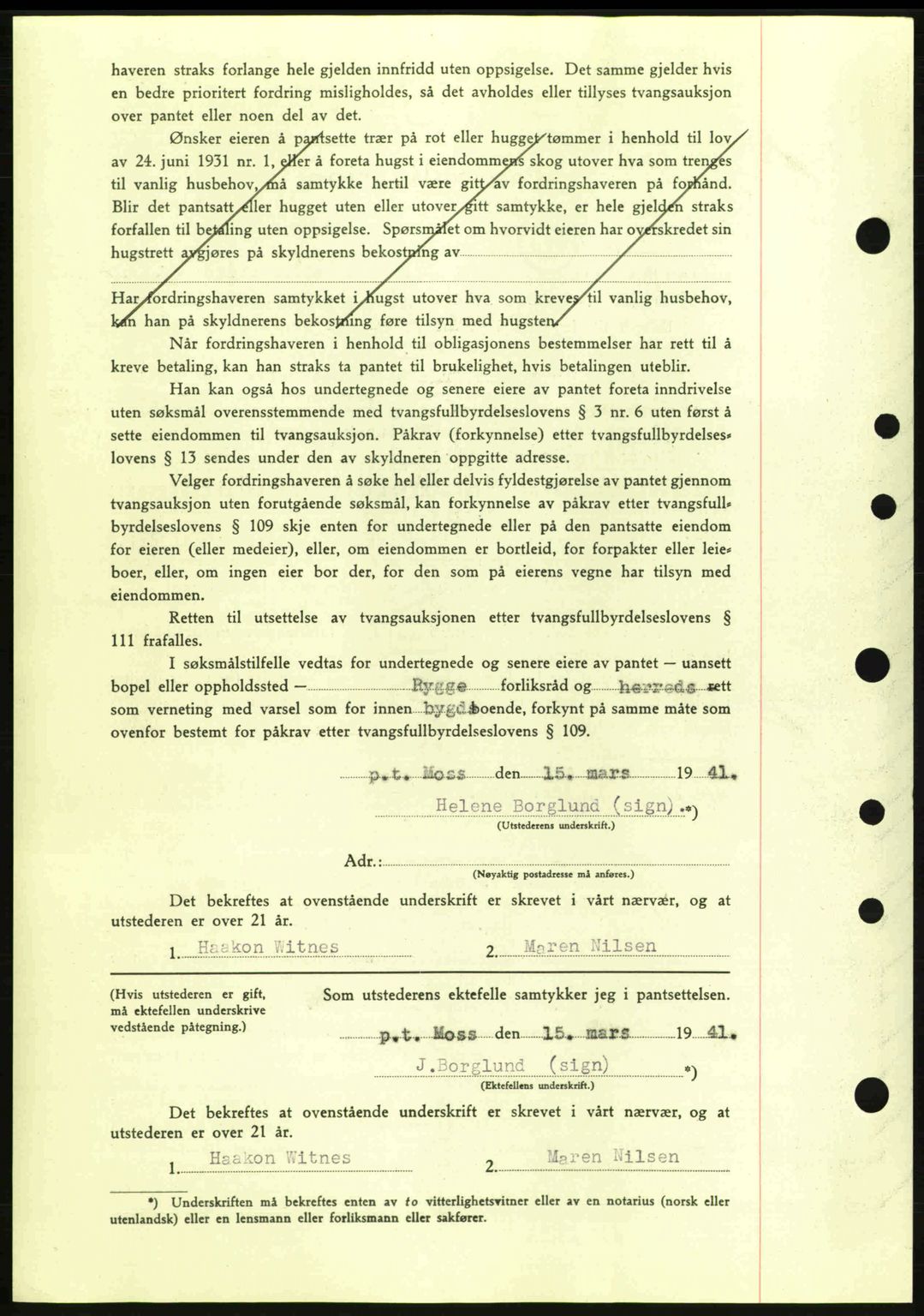 Moss sorenskriveri, AV/SAO-A-10168: Mortgage book no. B10, 1940-1941, Diary no: : 512/1941