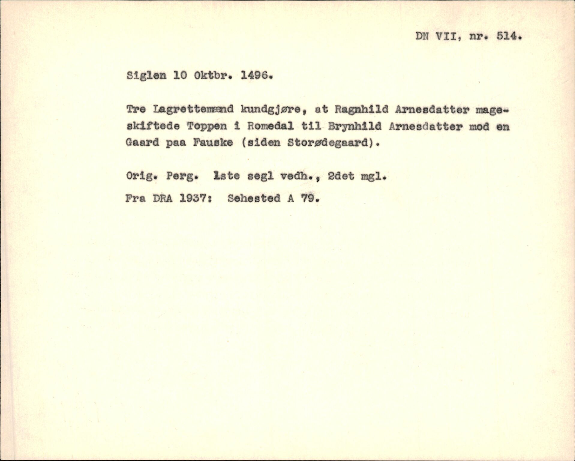 Riksarkivets diplomsamling, AV/RA-EA-5965/F35/F35f/L0001: Regestsedler: Diplomer fra DRA 1937 og 1996, p. 385