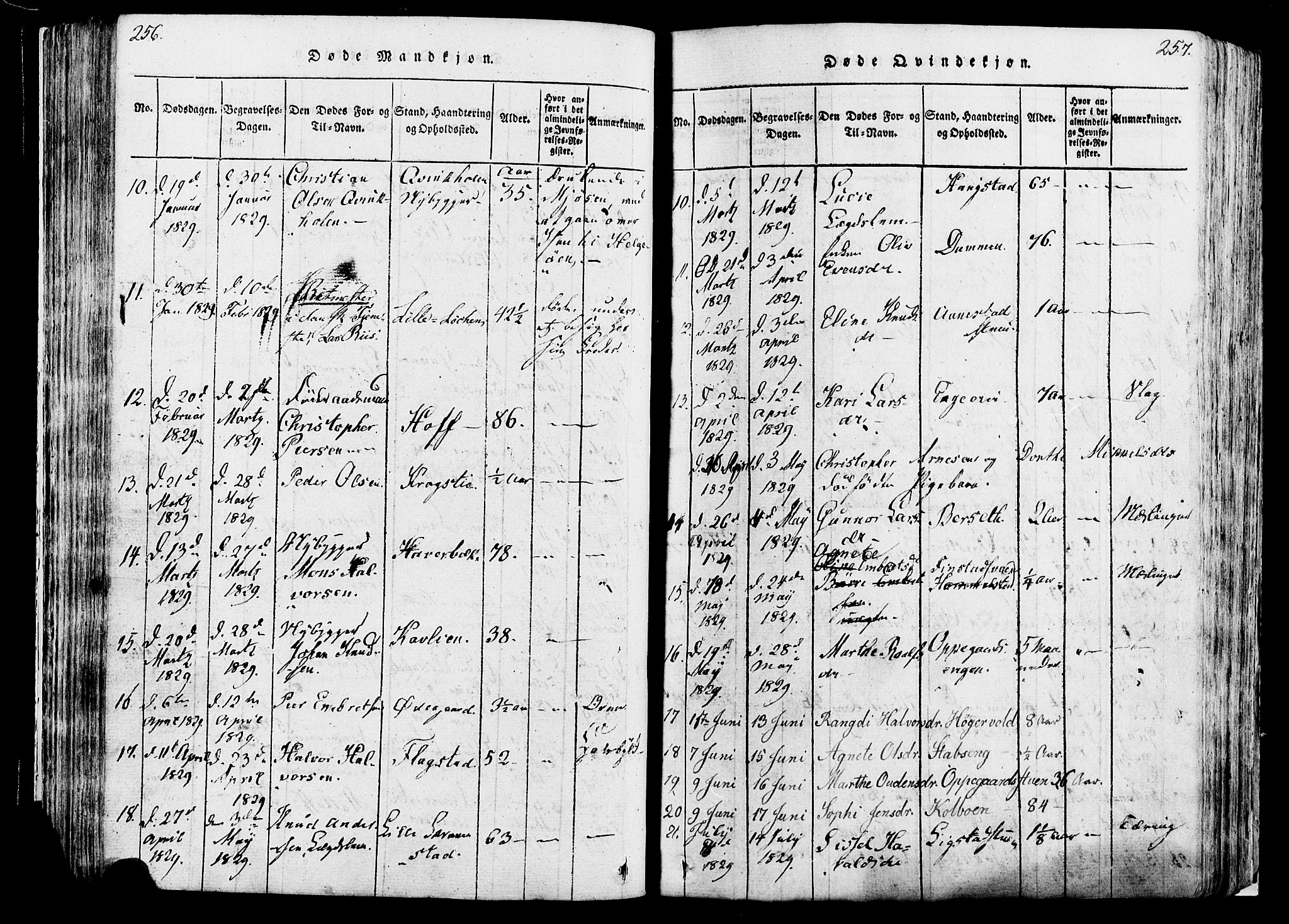 Løten prestekontor, SAH/PREST-022/K/Ka/L0005: Parish register (official) no. 5, 1814-1832, p. 256-257