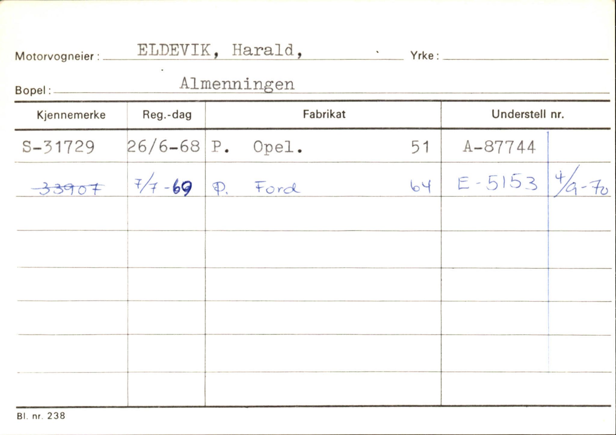 Statens vegvesen, Sogn og Fjordane vegkontor, SAB/A-5301/4/F/L0144: Registerkort Vågsøy A-R, 1945-1975, p. 439