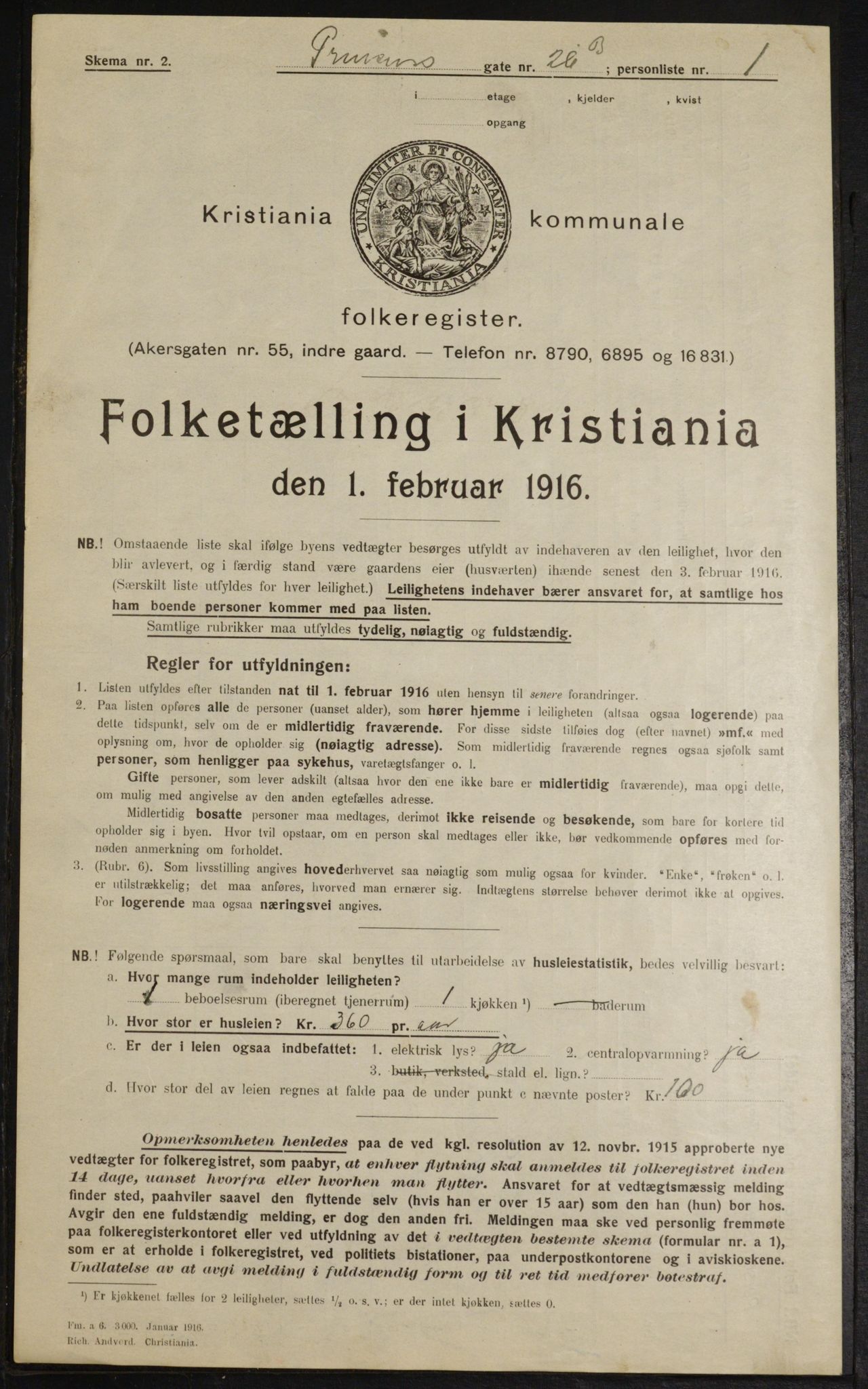 OBA, Municipal Census 1916 for Kristiania, 1916, p. 83605