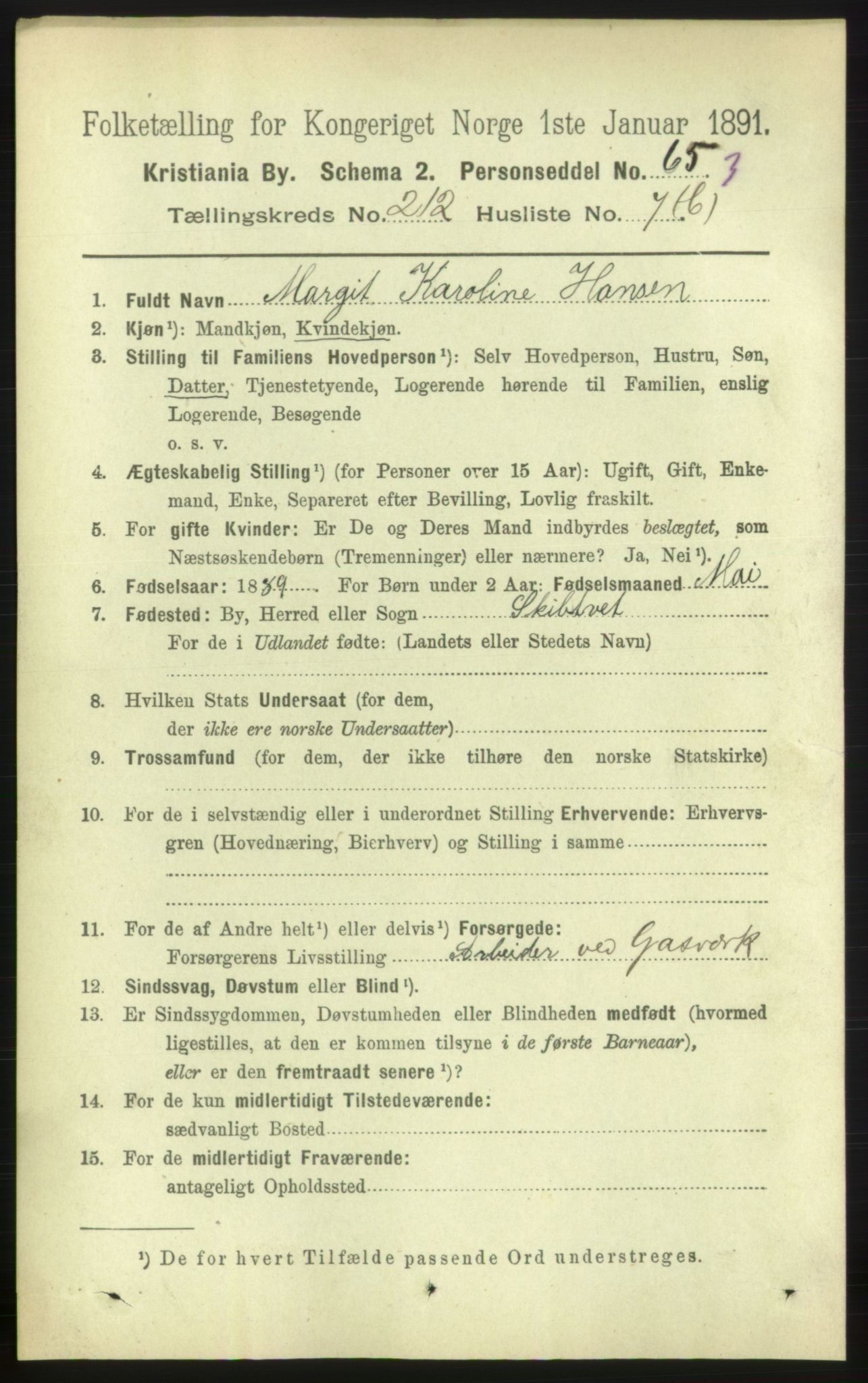 RA, 1891 census for 0301 Kristiania, 1891, p. 126696