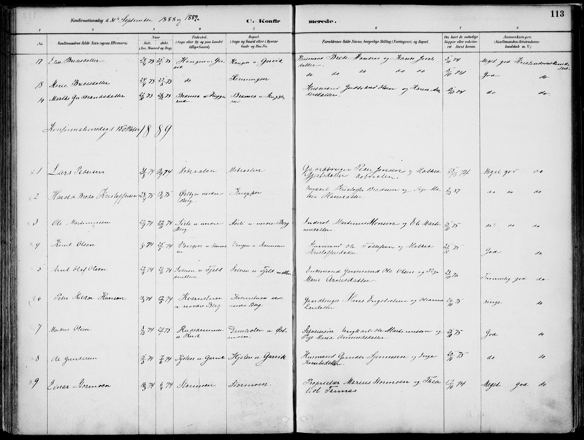 Nord-Odal prestekontor, SAH/PREST-032/H/Ha/Haa/L0008: Parish register (official) no. 8, 1886-1901, p. 113