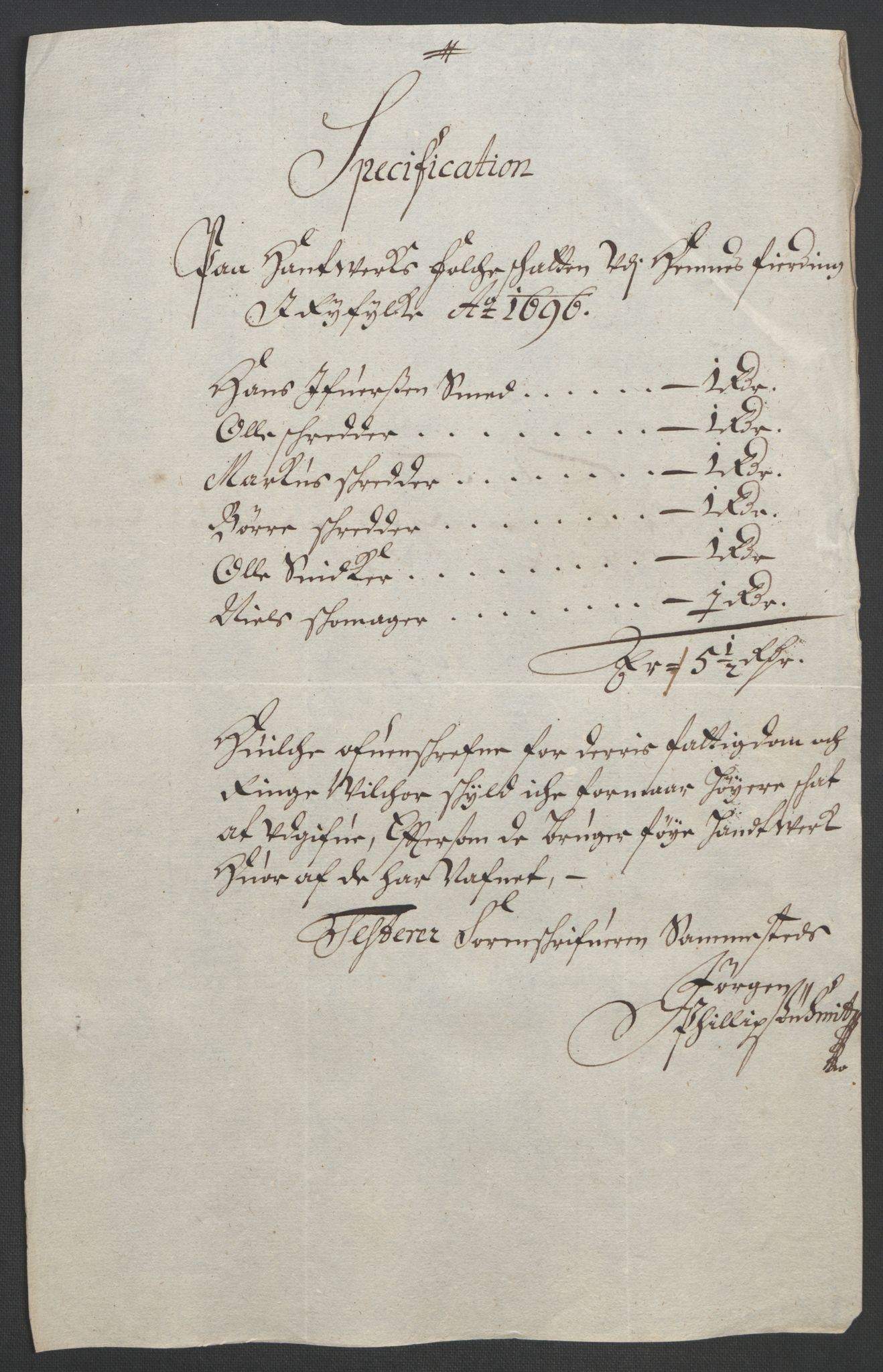 Rentekammeret inntil 1814, Reviderte regnskaper, Fogderegnskap, AV/RA-EA-4092/R47/L2857: Fogderegnskap Ryfylke, 1694-1696, p. 269