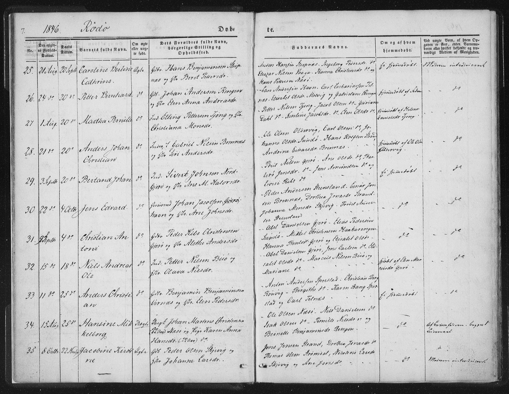 Ministerialprotokoller, klokkerbøker og fødselsregistre - Nordland, AV/SAT-A-1459/841/L0602: Parish register (official) no. 841A08 /1, 1845-1859, p. 7