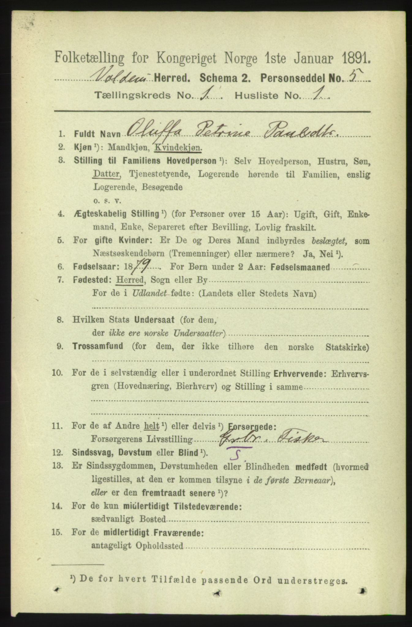 RA, 1891 census for 1519 Volda, 1891, p. 117