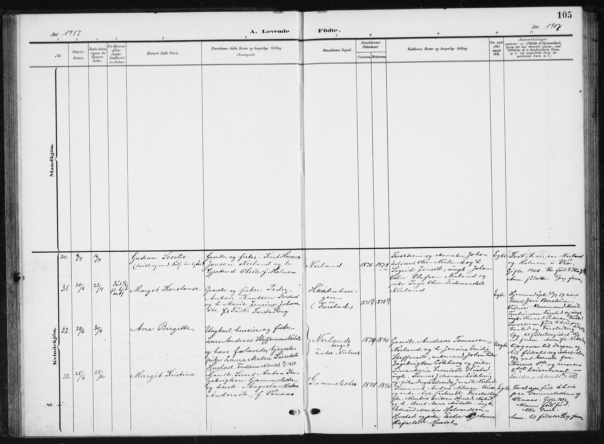 Ministerialprotokoller, klokkerbøker og fødselsregistre - Møre og Romsdal, AV/SAT-A-1454/567/L0784: Parish register (copy) no. 567C04, 1903-1938, p. 105